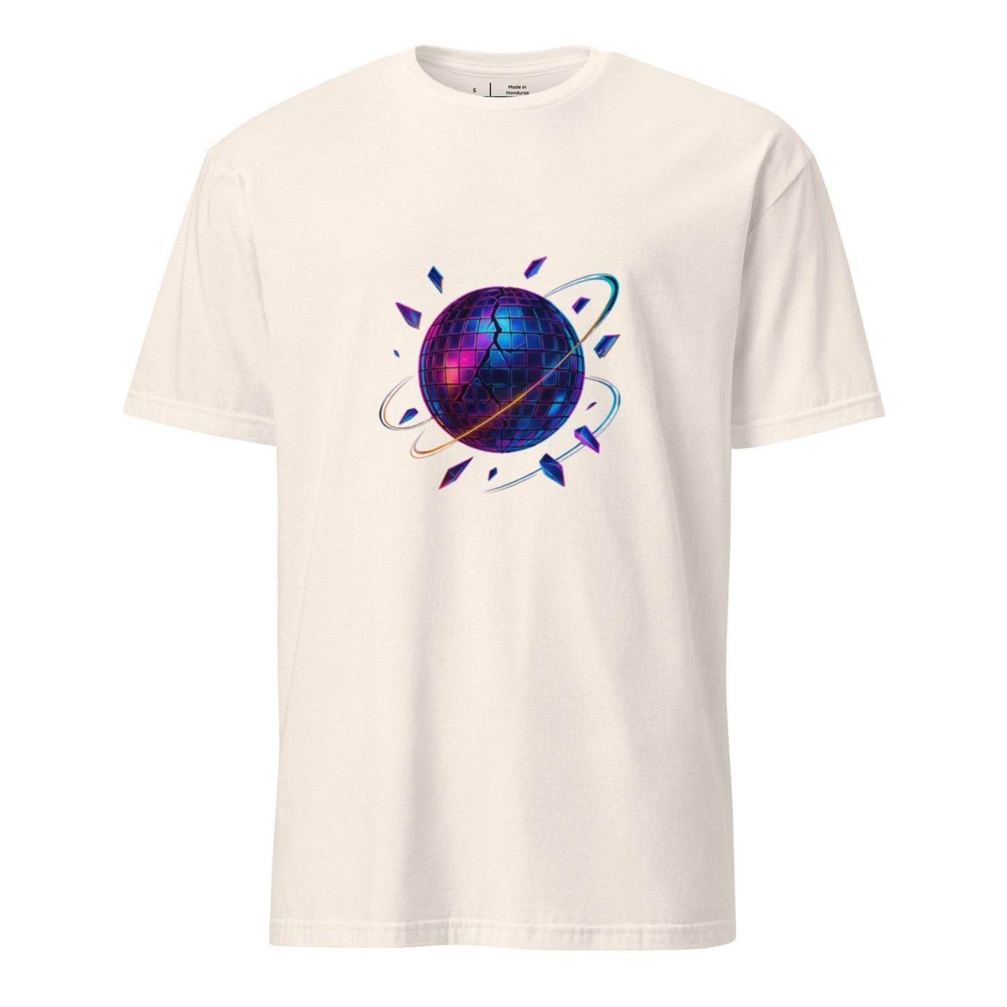 Cyber Disco Ball – Neon Party Revolution - Short-Sleeve Unisex T-Shirt - Graphic Tee - Natural - Front 
