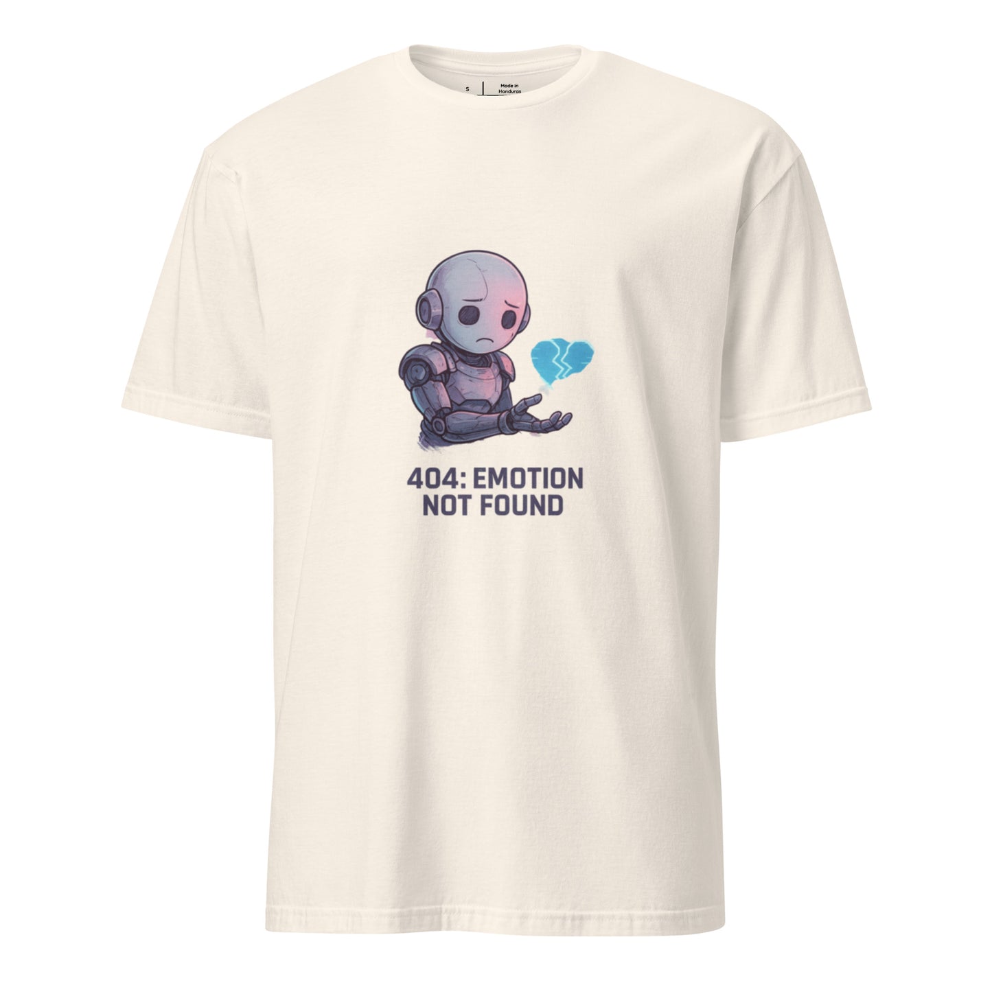 404: Emotion Not Found – Glitch Heart Robot  - Short-Sleeve Unisex T-Shirt - Graphic Tee - Natural - Front