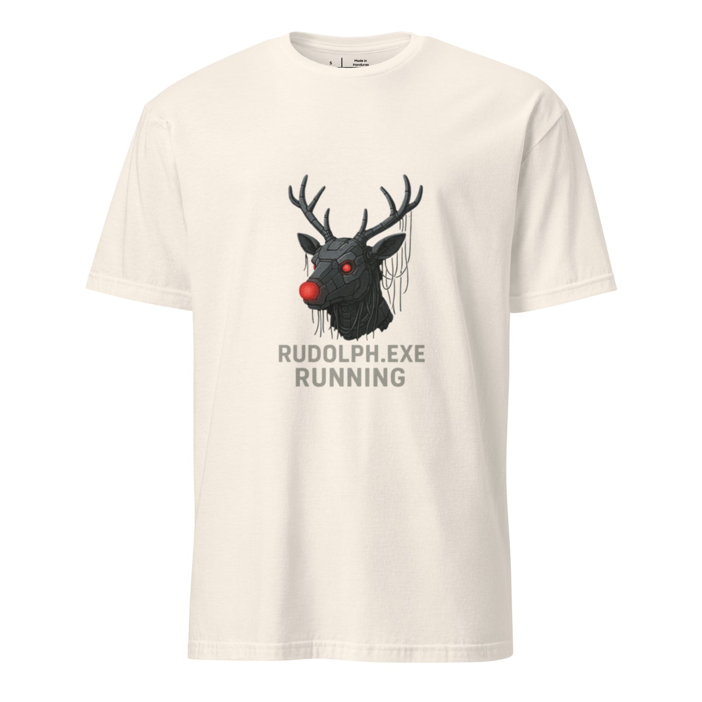Rudolph.exe - Robotic Reindeer - Short-Sleeve Unisex T-Shirt - Graphic Tee - Natural - Front