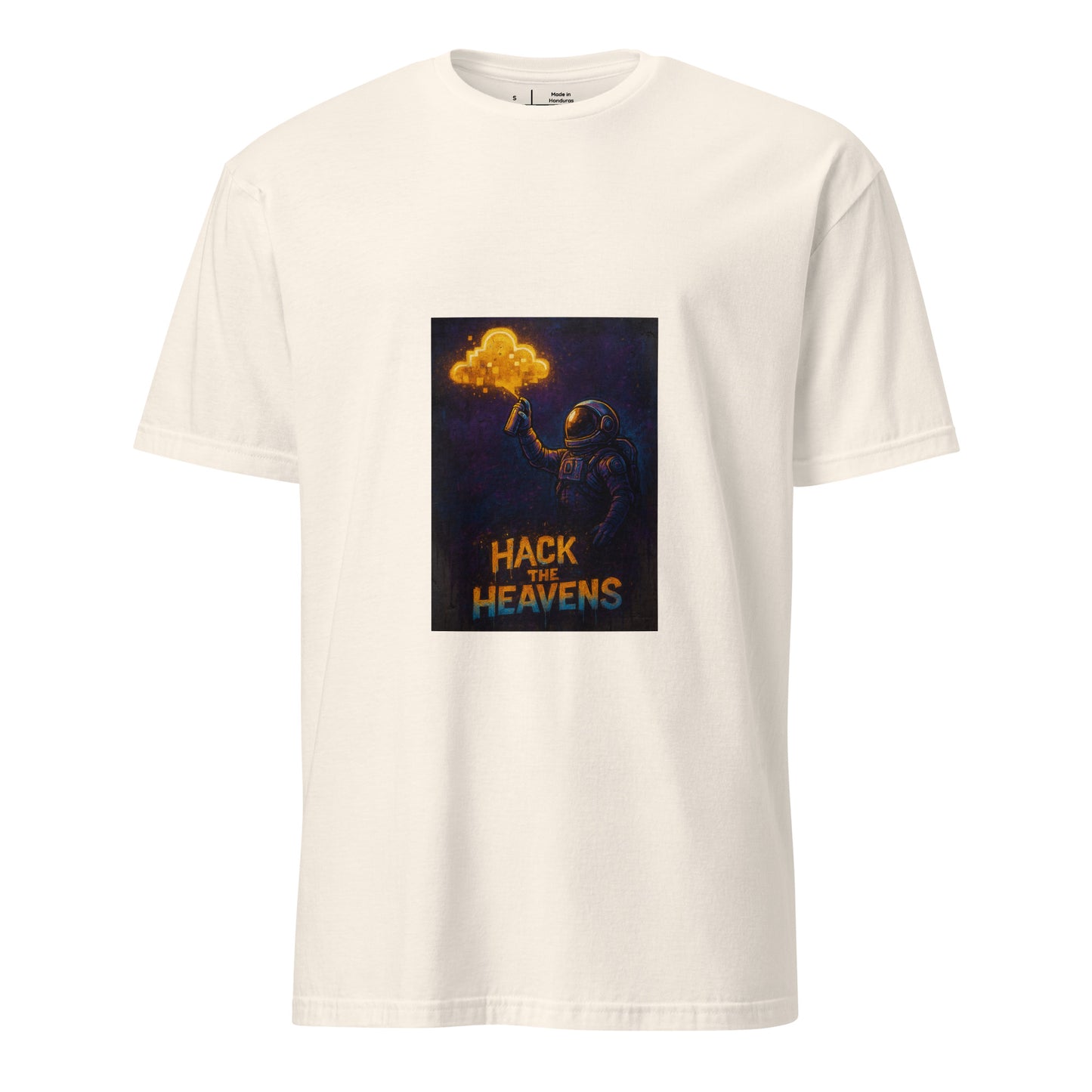 Hack the Heavens - Cosmic Tag - Short-Sleeve Unisex T-Shirt - Graphic Tee - Natural - Front