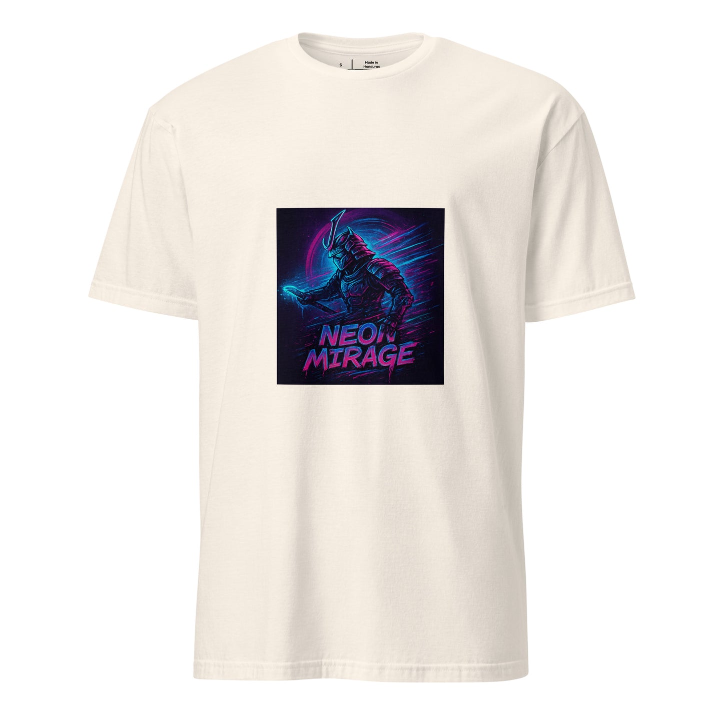 Neon Mirage Samurai - Future Sci-Fi - Short-Sleeve Unisex T-Shirt - Graphic Tee - Natural - Front