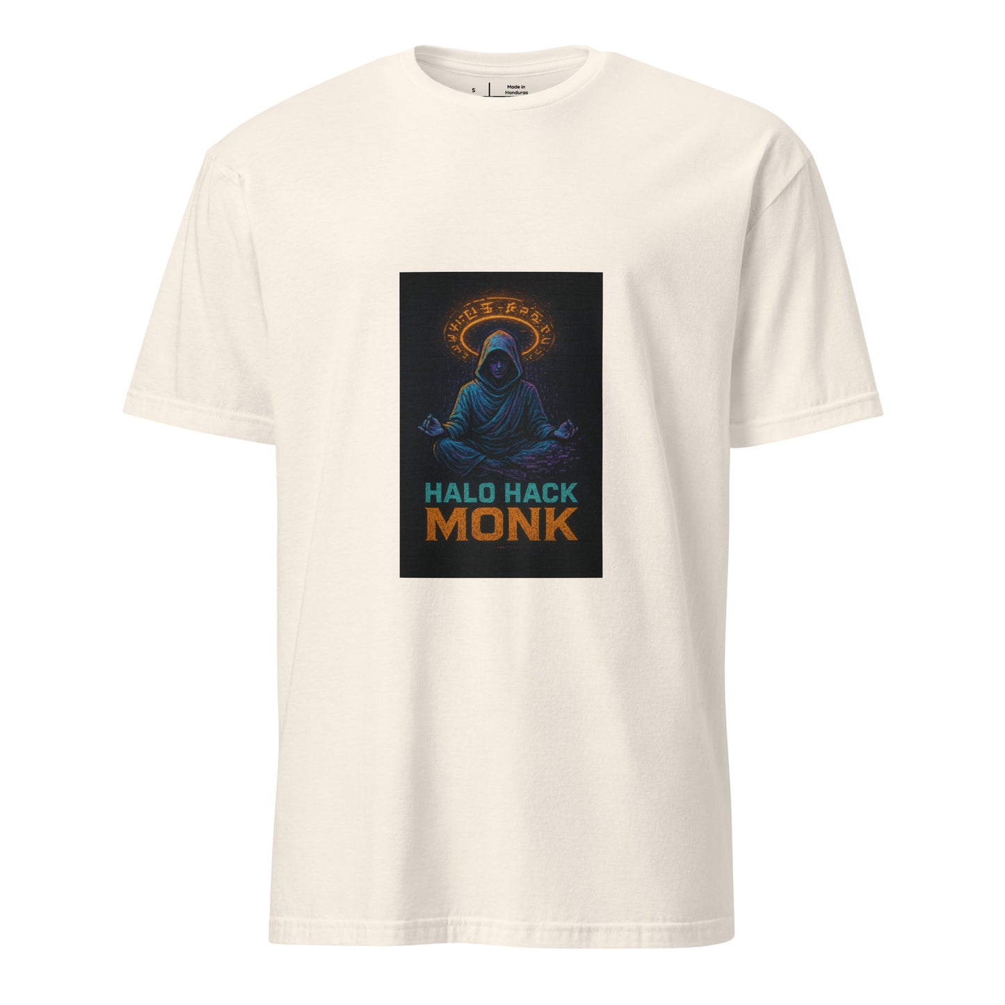 Halo Hack Monk - Digital Calm - Short-Sleeve Unisex T-Shirt - Graphic Tee - Natural - Front
