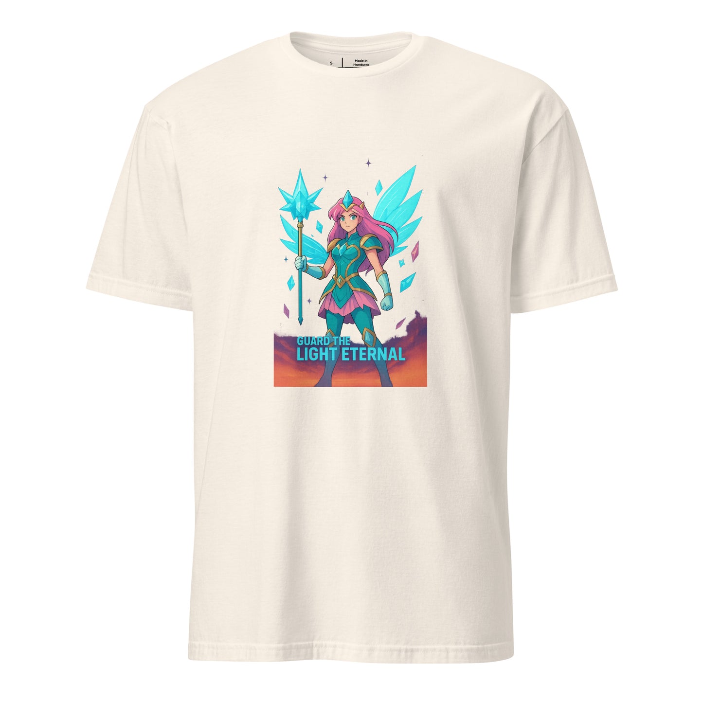 Lumina Star-Sentinel – Cosmic Crystal Heroine - Short-Sleeve Unisex T-Shirt - Graphic Tee - Natural - Front