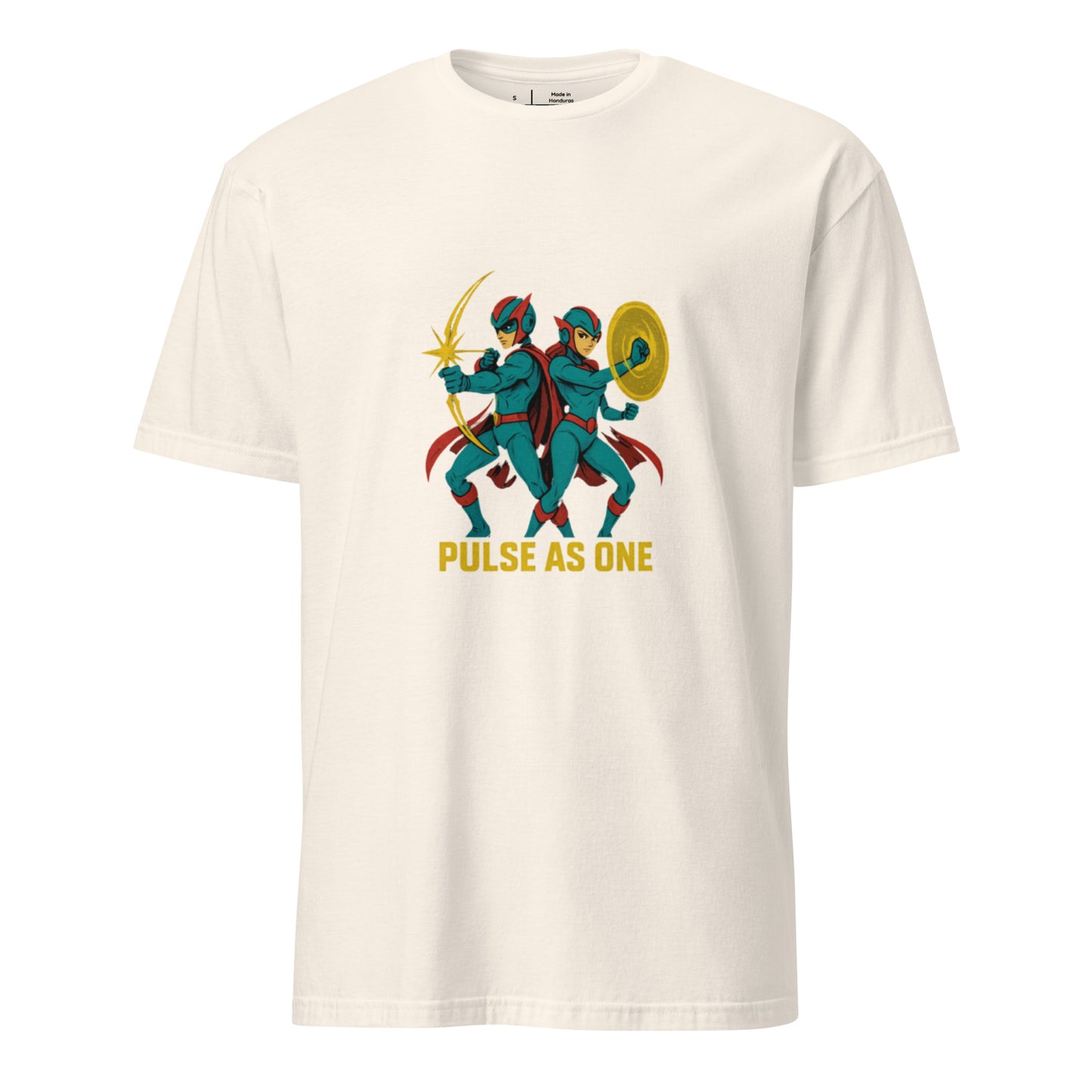 Starpulse Vanguard Twins – “Pulse as One.” - Short-Sleeve Unisex T-Shirt - Graphic Tee - Natural - Front