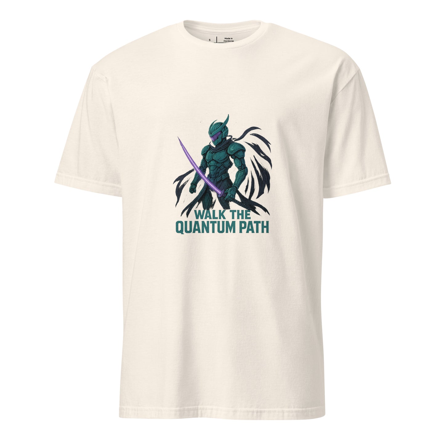 Quantum Ronin Vanguard – “Walk the Quantum Path.” - Short-Sleeve Unisex T-Shirt - Graphic Tee - Natural - Front
