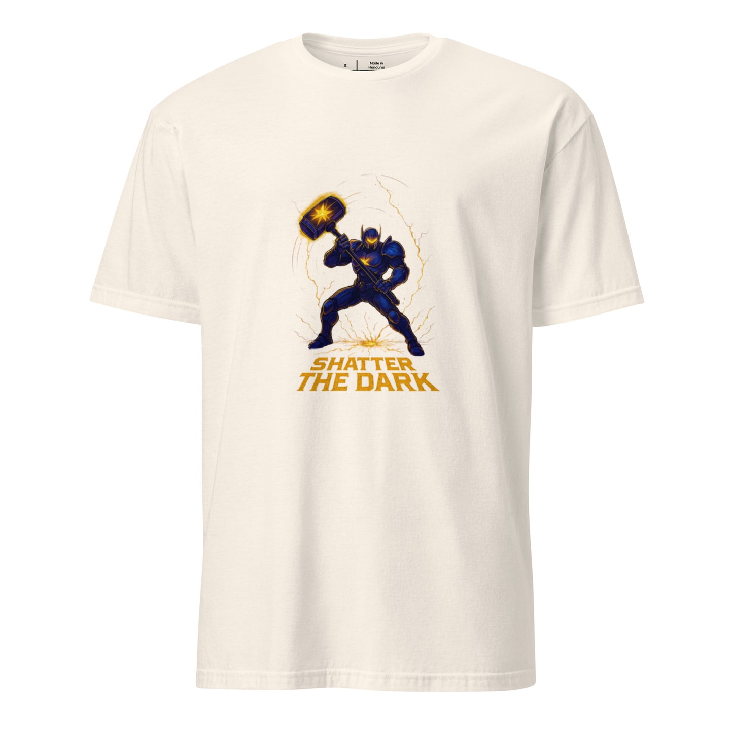 Starbreaker Pulse Knight – “Shatter the Dark." - Short-Sleeve Unisex T-Shirt - Graphic Tee - Natural - Front