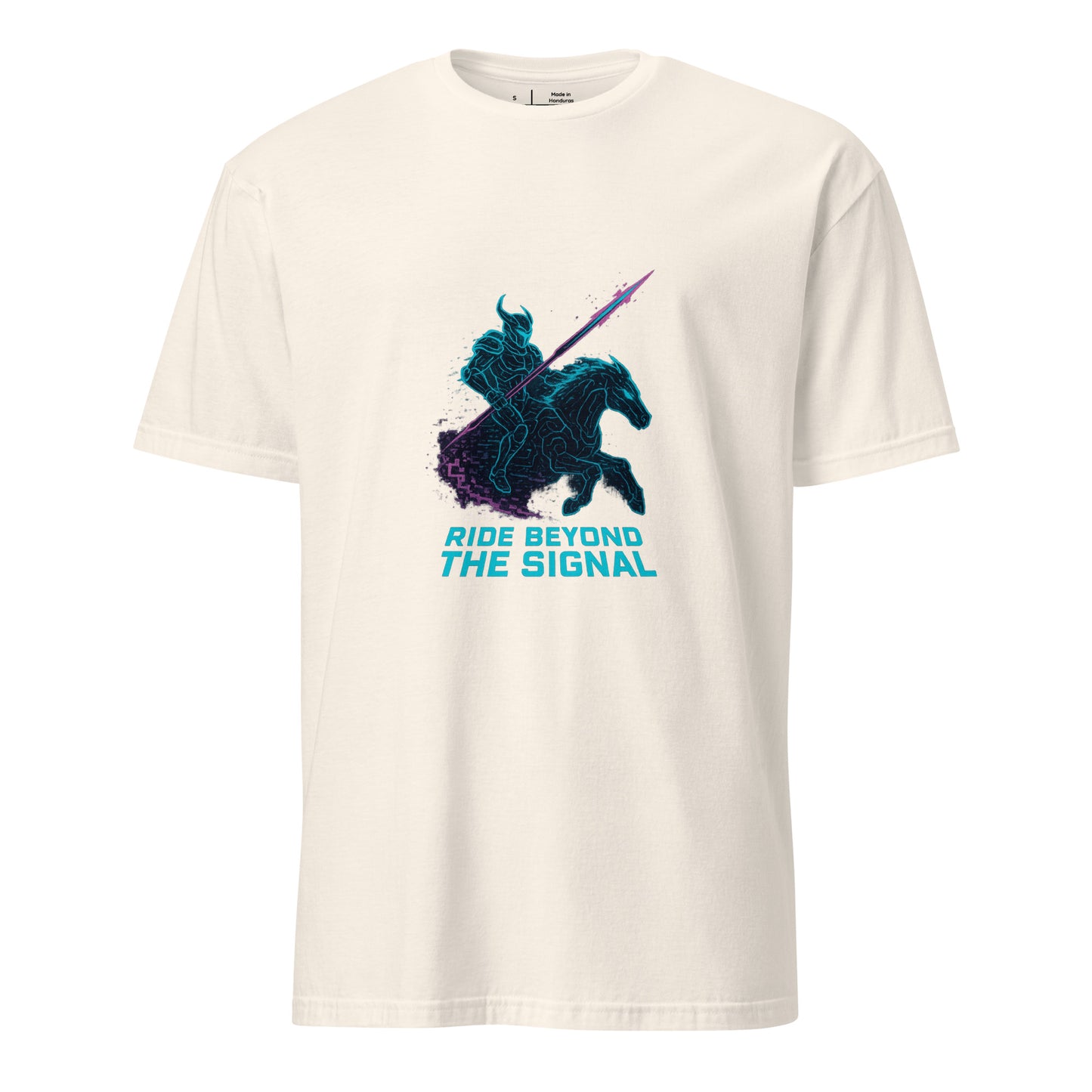 Neon Wraith Dragoon – “Ride Beyond the Signal.” - Short-Sleeve Unisex T-Shirt - Graphic Tee - Natural - Front