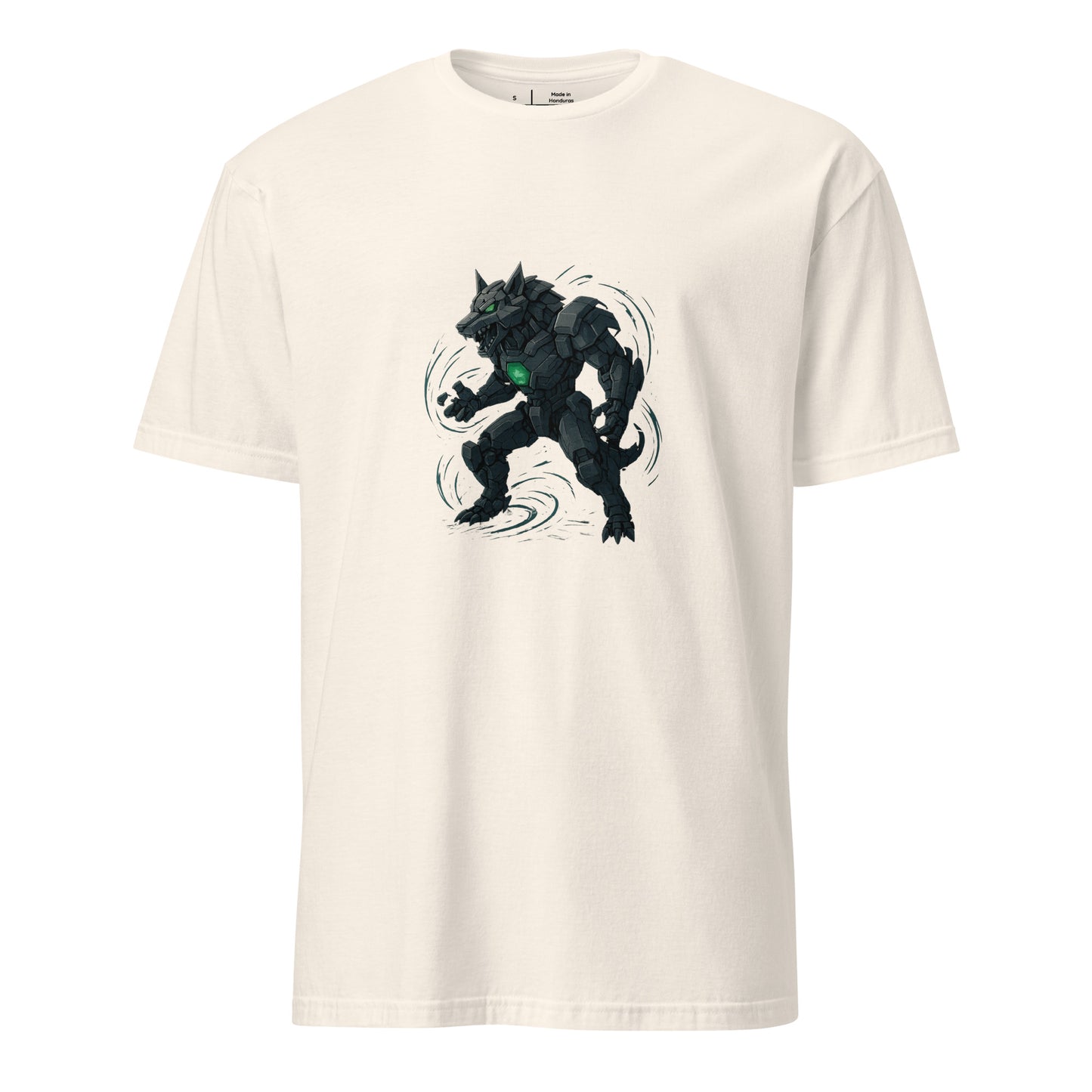 Mecha Direwolf Alpha – “Lead the Metal Hunt.” - Short-Sleeve Unisex T-Shirt - Graphic Tee - Natural - Front