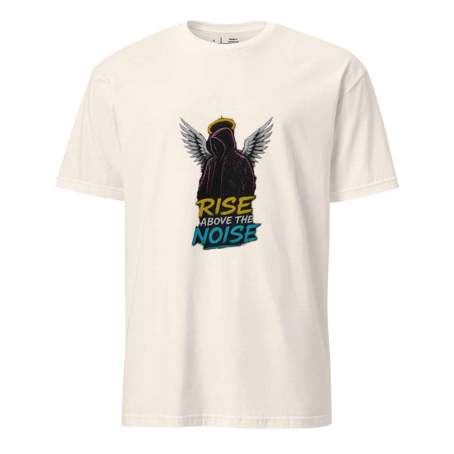 Urban Angelic Riot – “Rise Above the Noise.” - Short-Sleeve Unisex T-Shirt - Graphic Tee - Natural - Front