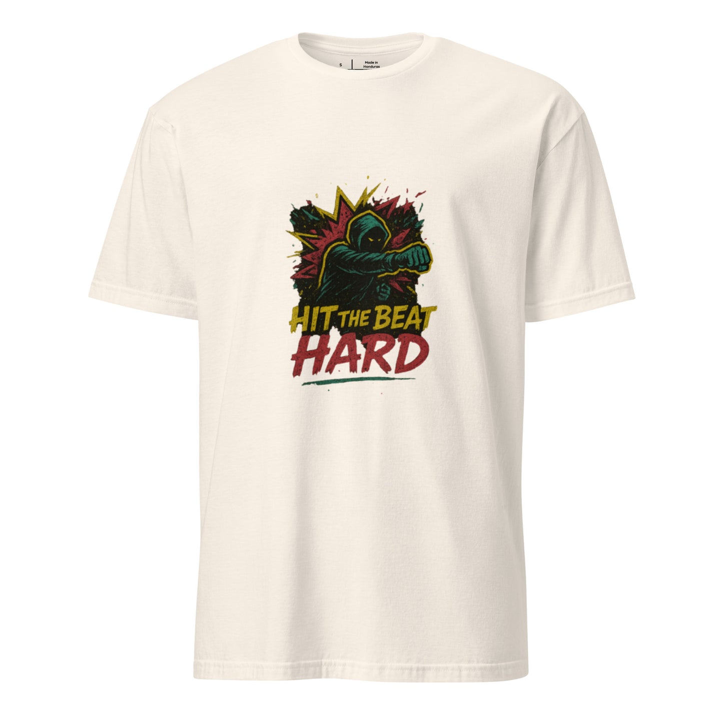 Starknuckle Breakbeat Brawler – “Hit the Beat Hard.” - Short-Sleeve Unisex T-Shirt - Graphic Tee - Natural - Front