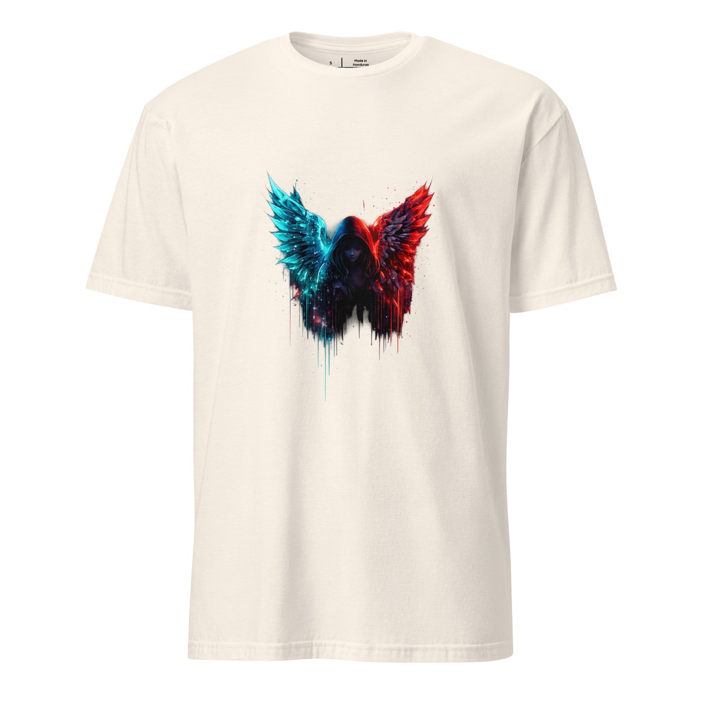 Neon Fallen Angel – Graffiti Glitch - Short-Sleeve Unisex T-Shirt - Graphic Tee - Natural - Front