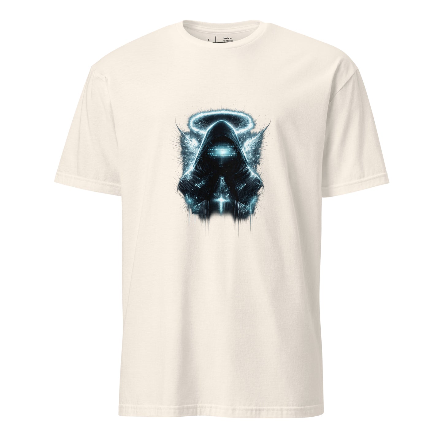 Neon Saint Of Static – Analog Glitch - Short-Sleeve Unisex T-Shirt - Graphic Tee - Natural - Front
