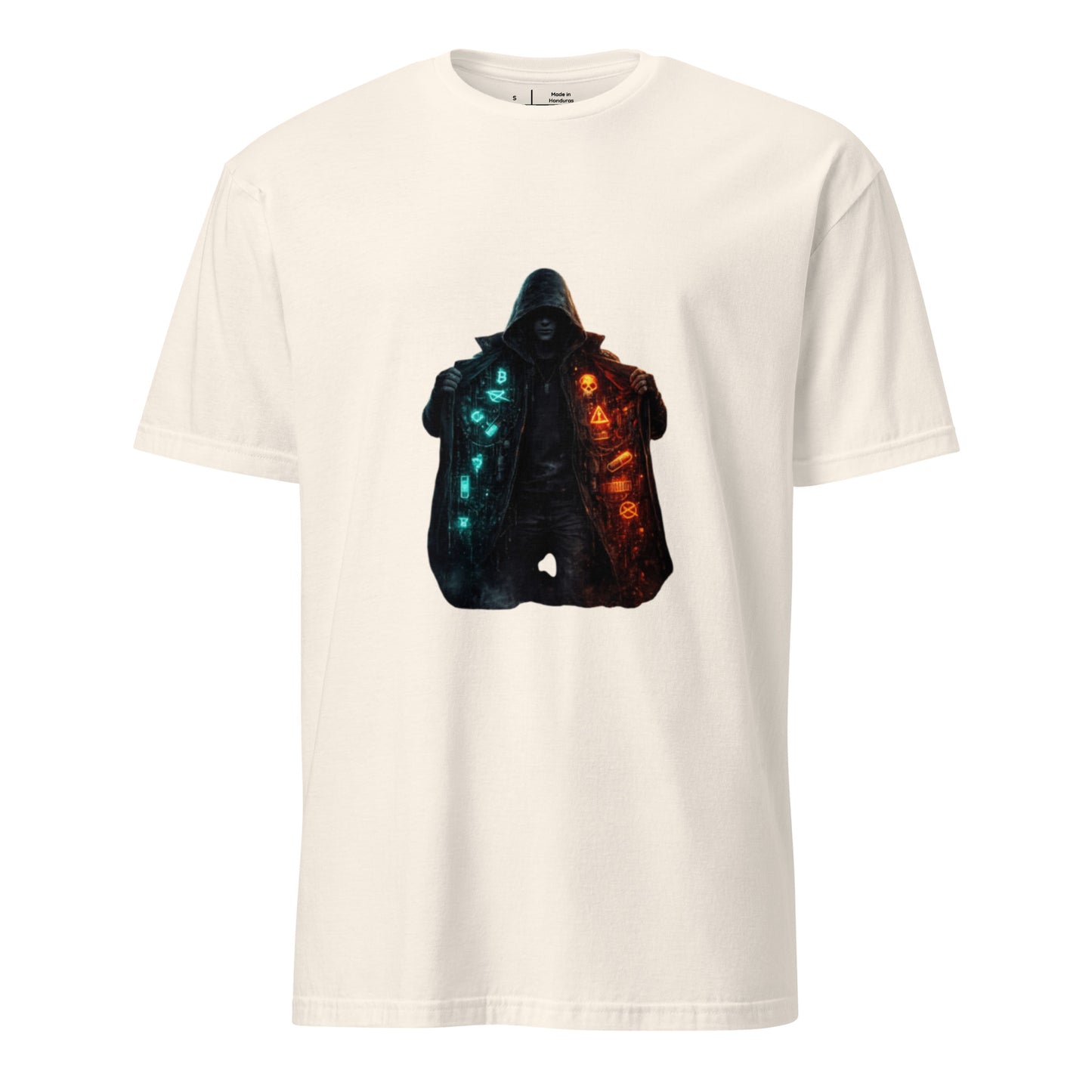 Neon Truth Smuggler – Cyber Streetwear - Short-Sleeve Unisex T-Shirt - Graphic Tee - Natural - Front