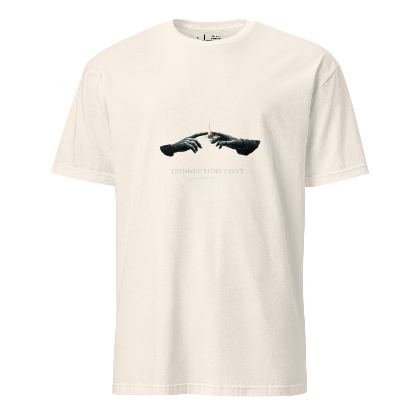 Connection Lost (Try Again IRL) – Minimal Cyber Streetwear - Short-Sleeve Unisex T-Shirt - Graphic Tee - Natural - Front