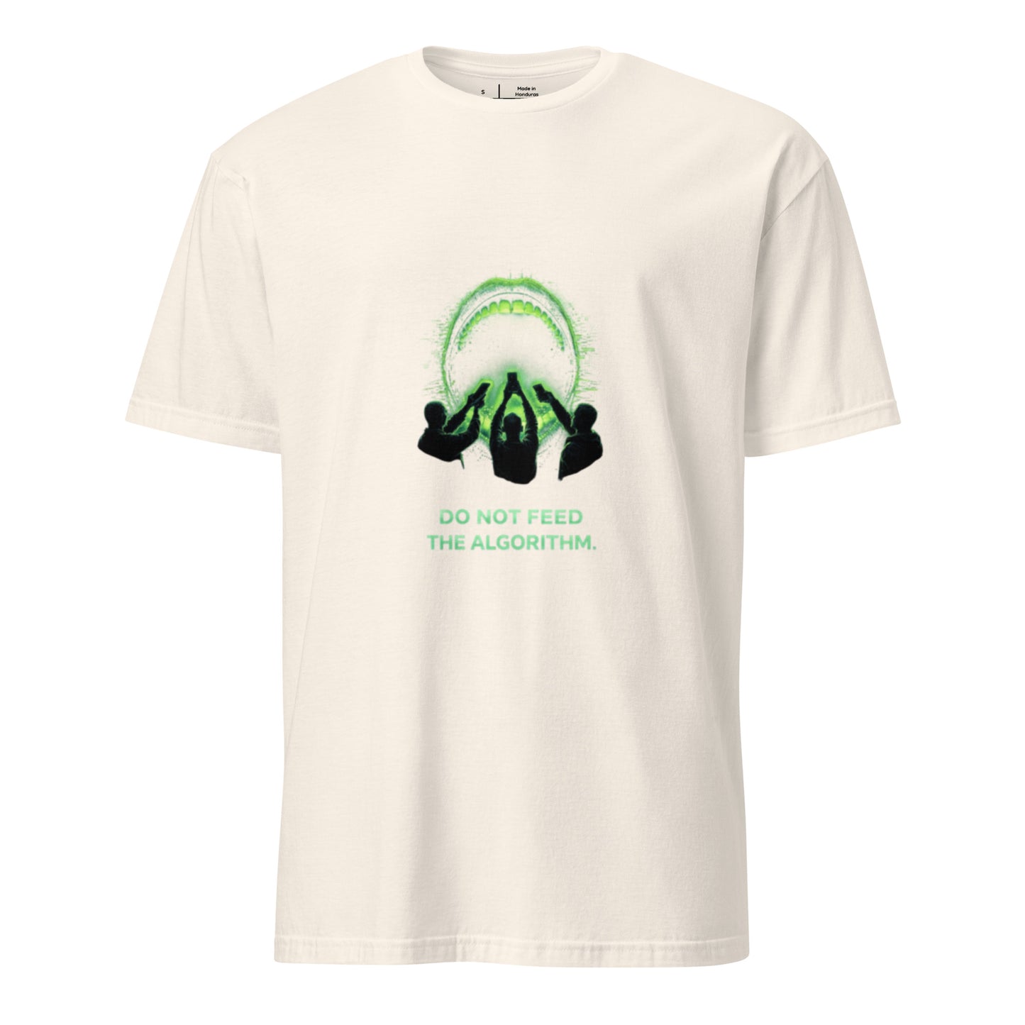 Do Not Feed The Algorithm – Cyber Dystopia - Short-Sleeve Unisex T-Shirt - Graphic Tee - Natural - Front