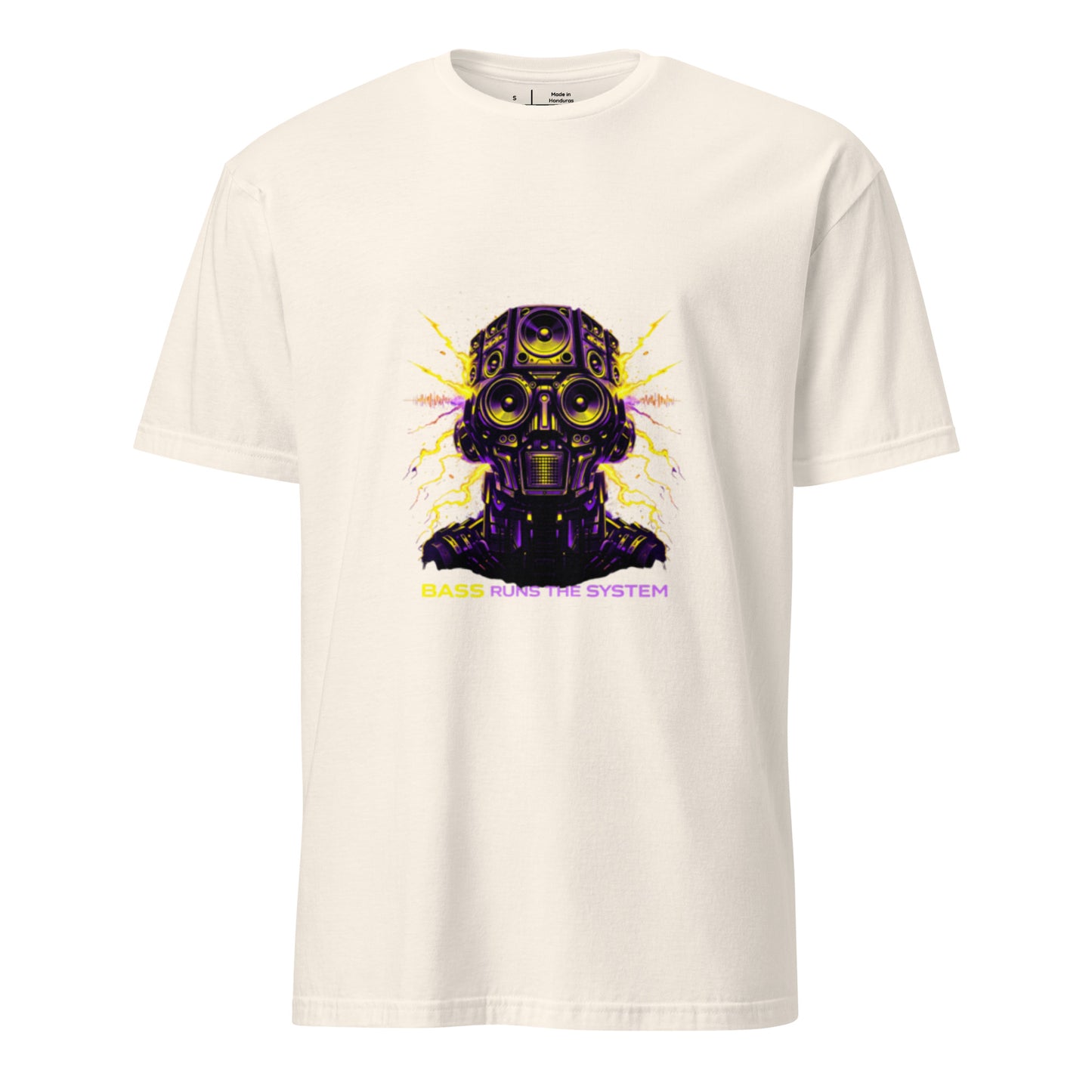 Bass Runs The System – Rave Festival Streetwear - Short-Sleeve Unisex T-Shirt - Graphic Tee - Natural - Front