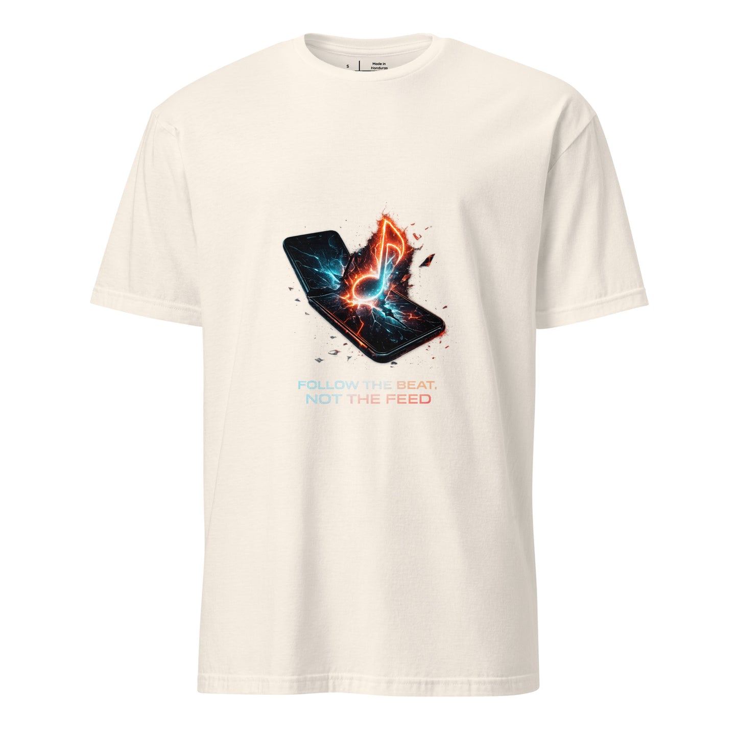 Follow The Beat, Not The Feed – Cyber Rebellion - Short-Sleeve Unisex T-Shirt - Graphic Tee - Natural - Front