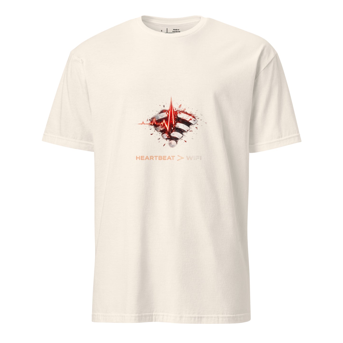 Heartbeat > WIFI – Minimal Cyber - Short-Sleeve Unisex T-Shirt - Graphic Tee - Natural - Front