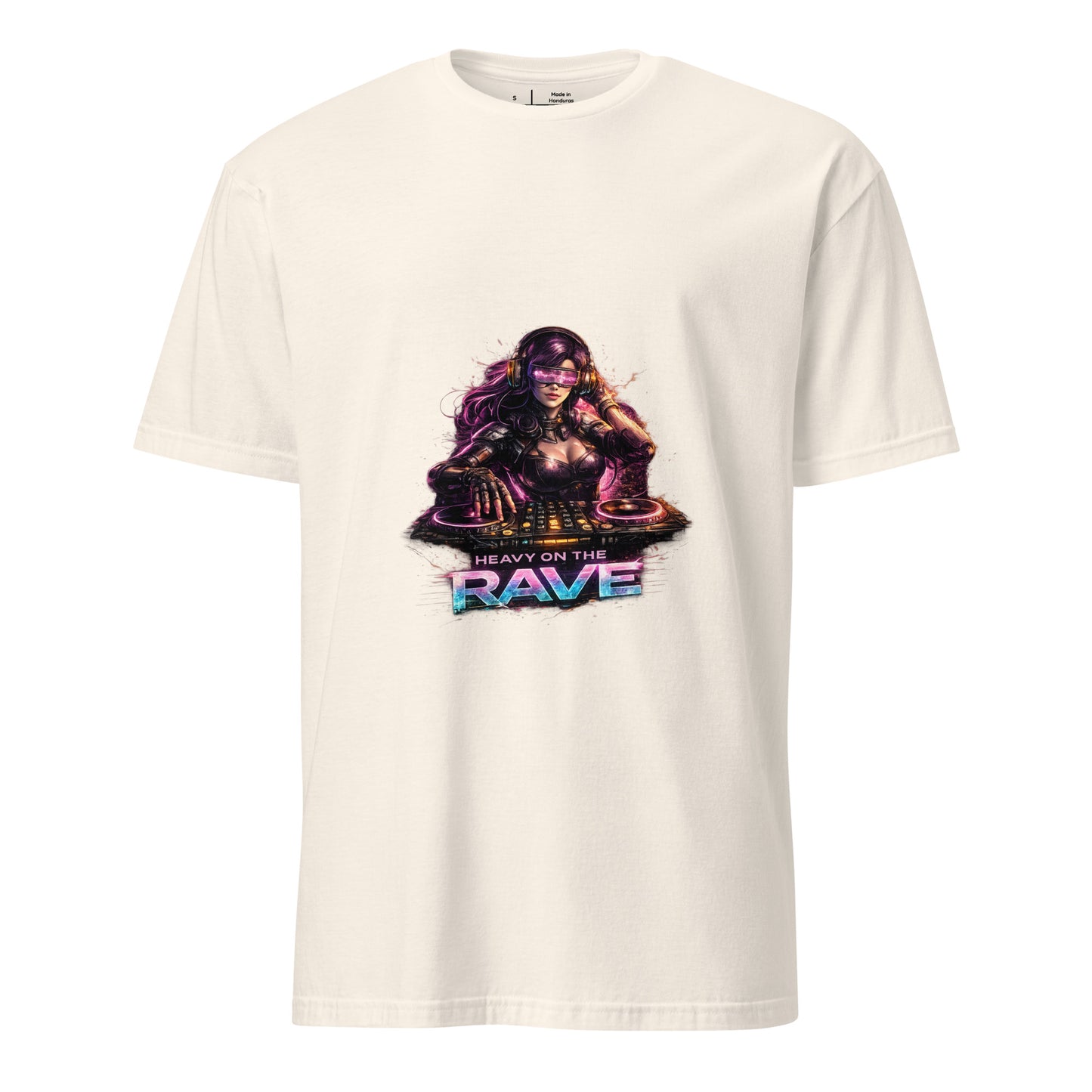 Heavy On The Rave – Cyber DJ Festival - Short-Sleeve Unisex T-Shirt - Graphic Tee - Natural - Front