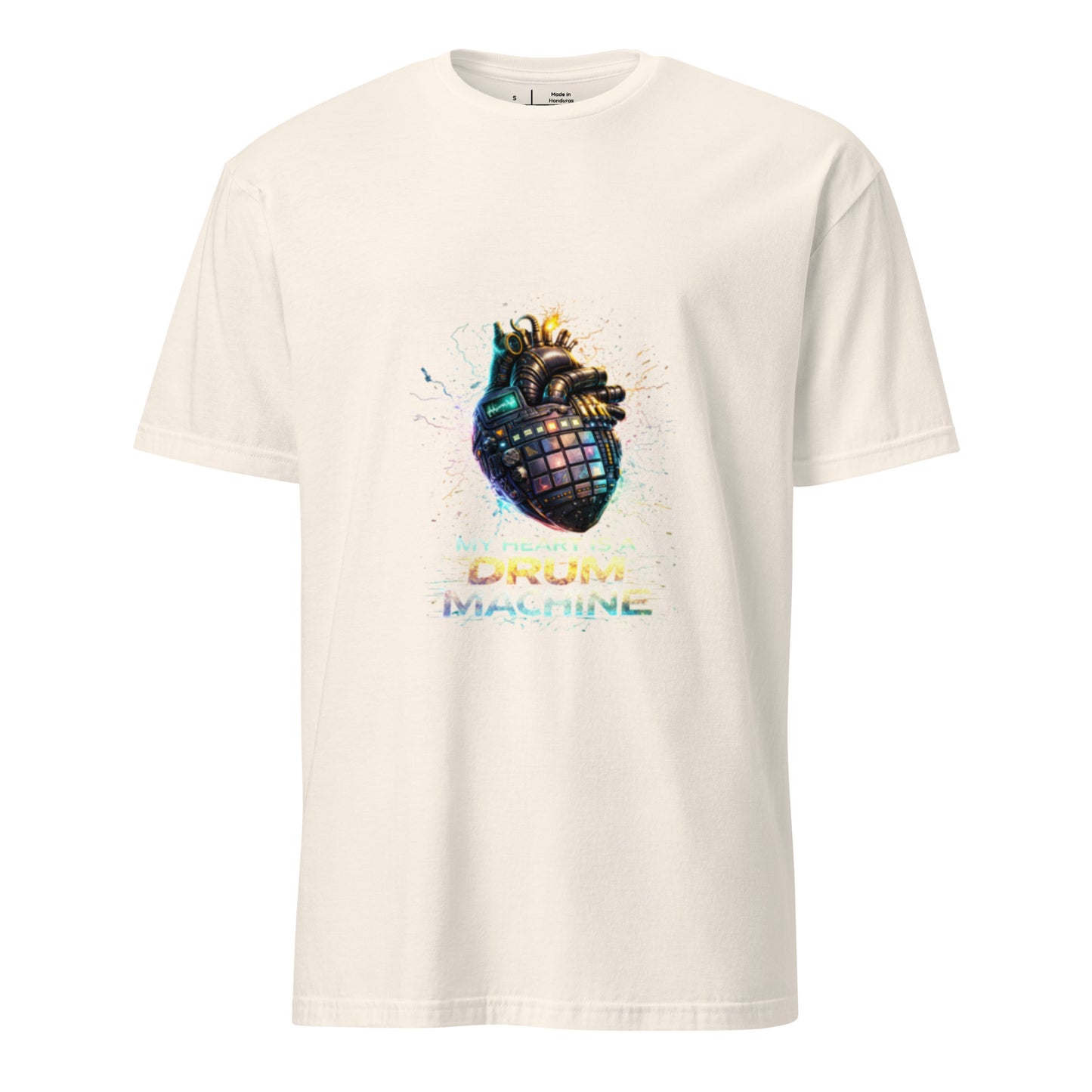 My Heart Is A Drum Machine – Cyber Rave - Short-Sleeve Unisex T-Shirt - Graphic Tee - Natural - Front