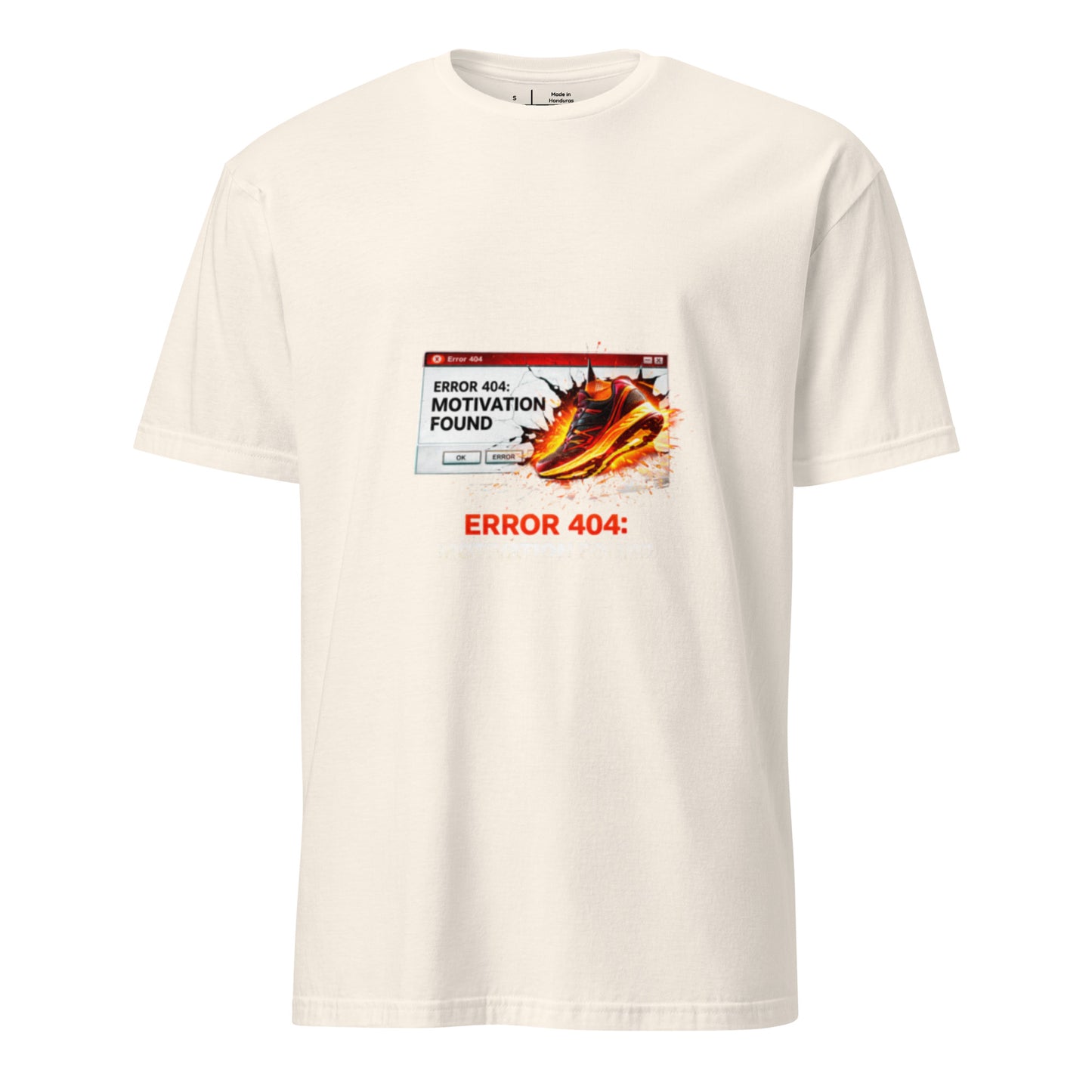 Error 404: Motivation Found – Fitness Reboot - Short-Sleeve Unisex T-Shirt - Graphic Tee - Natural - Front