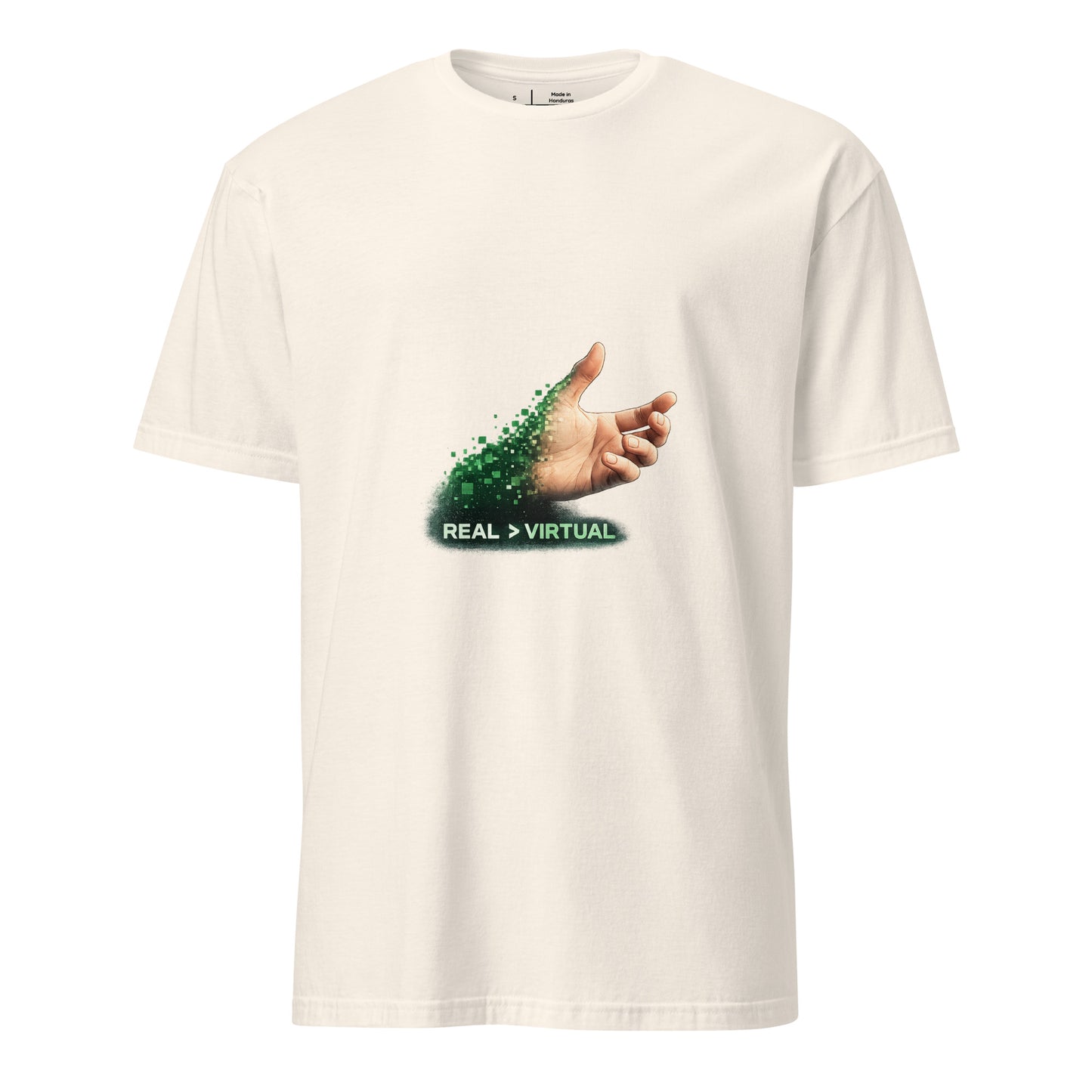 Real > Virtual – Gamer Lifestyle - Short-Sleeve Unisex T-Shirt - Graphic Tee - Natural - Front