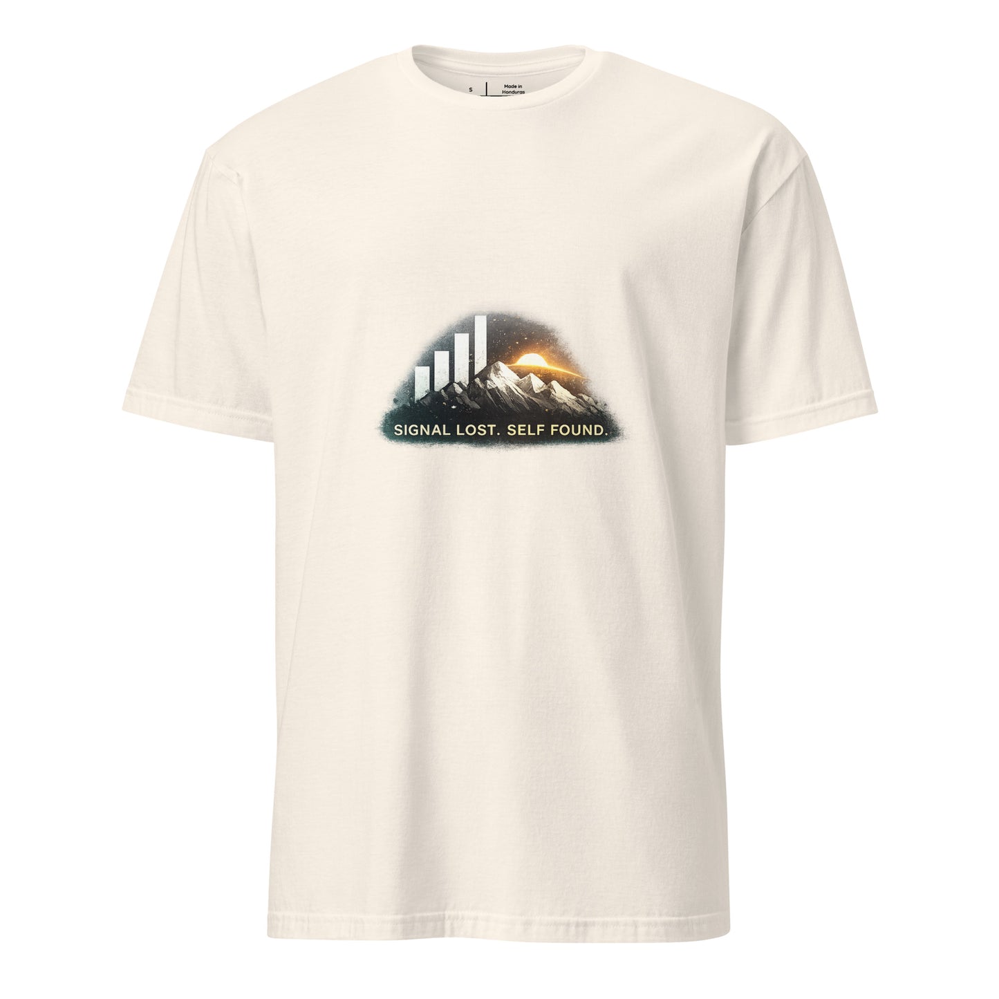 Signal Lost. Self Found. – Digital Detox - Short-Sleeve Unisex T-Shirt - Graphic Tee - Natural - Front