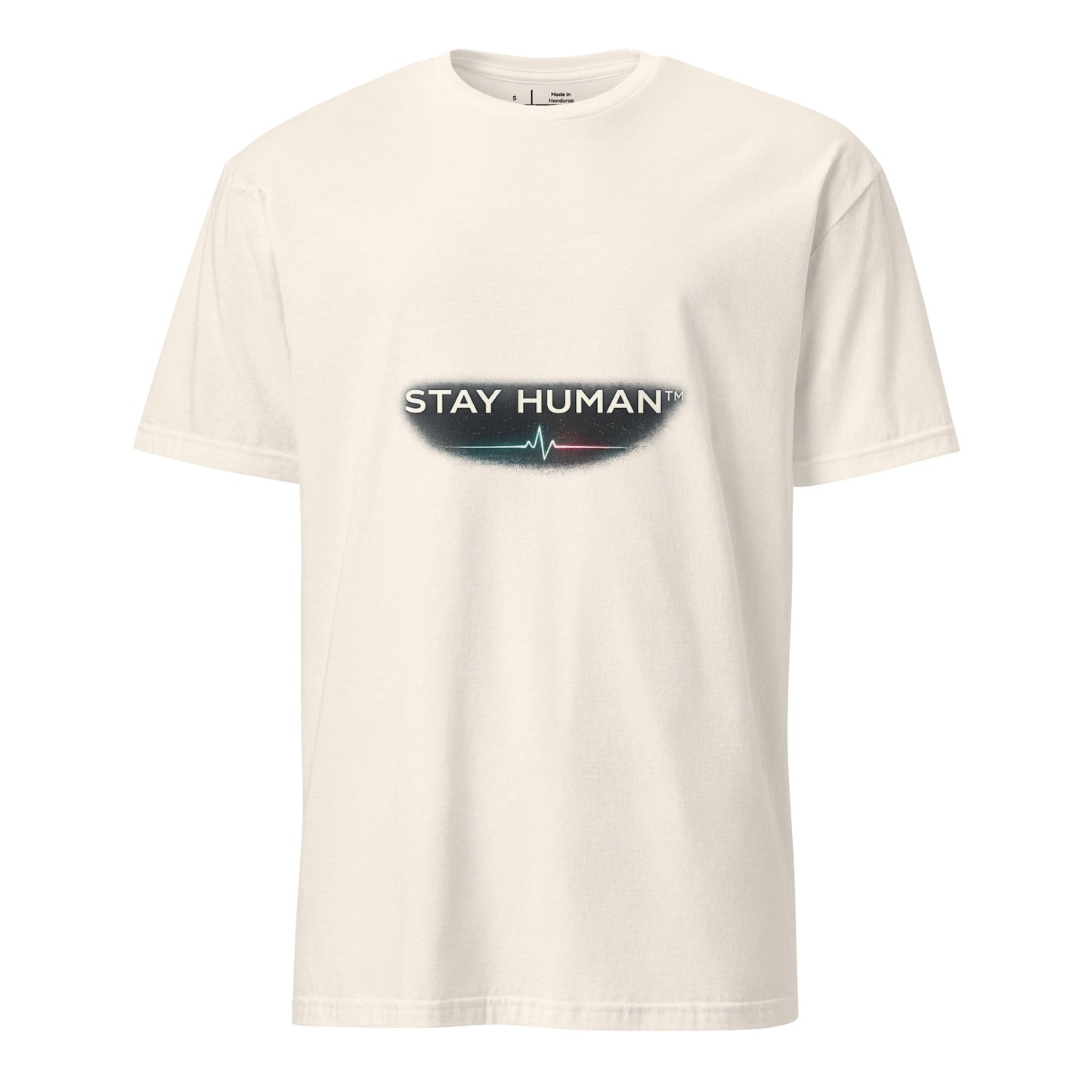 Stay Human™ – Luxury Minimalist Statement - Short-Sleeve Unisex T-Shirt - Graphic Tee - Natural - Front
