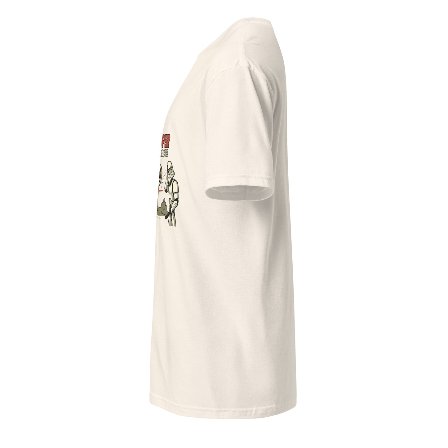Trooper Target Practice – Aiming's Overrated Anyway - Short-Sleeve Unisex T-Shirt - Graphic Tee - Natural - Left side