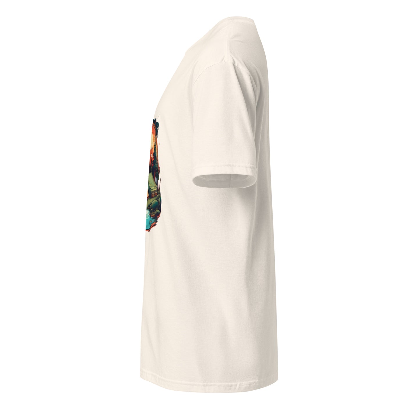 Golden Escape – Twin Tent Adventure - Short-Sleeve Unisex T-Shirt - Graphic Tee - Natural - Left side