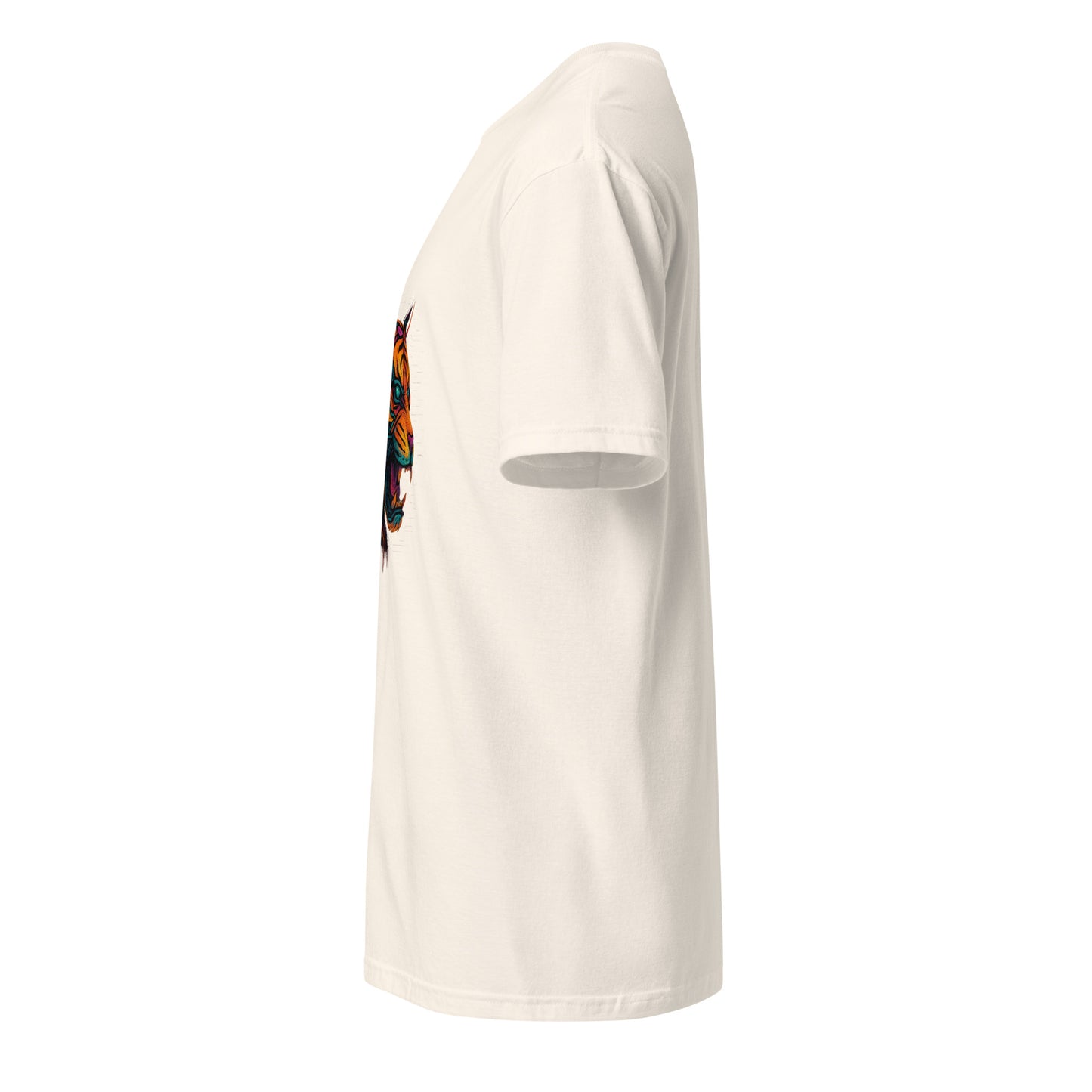 Cyber Tiger – Neon Predator - Short-Sleeve Unisex T-Shirt - Graphic Tee - Natural - Left side