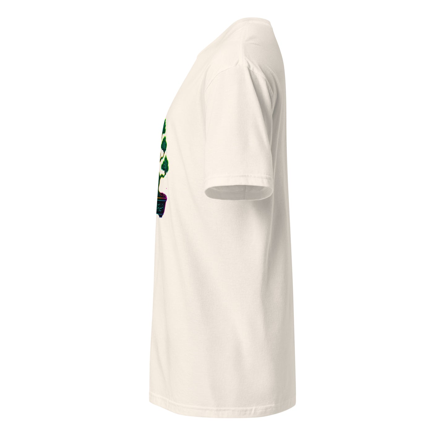 Cyber Bonsai – Neon Nature Fusion - Short-Sleeve Unisex T-Shirt - Graphic Tee - Natural - Left side