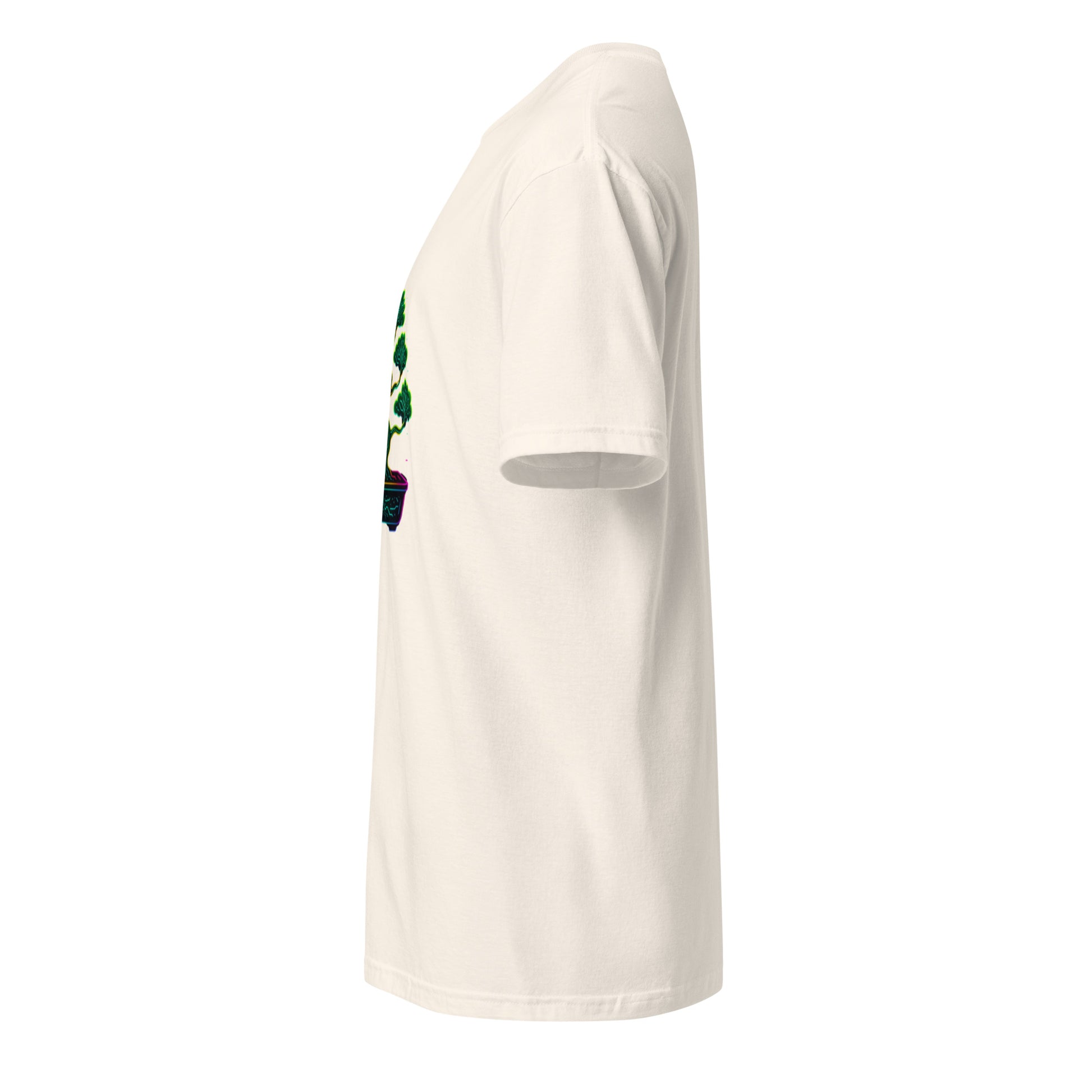 Cyber Bonsai – Neon Nature Fusion - Short-Sleeve Unisex T-Shirt - Graphic Tee - Natural - Left side