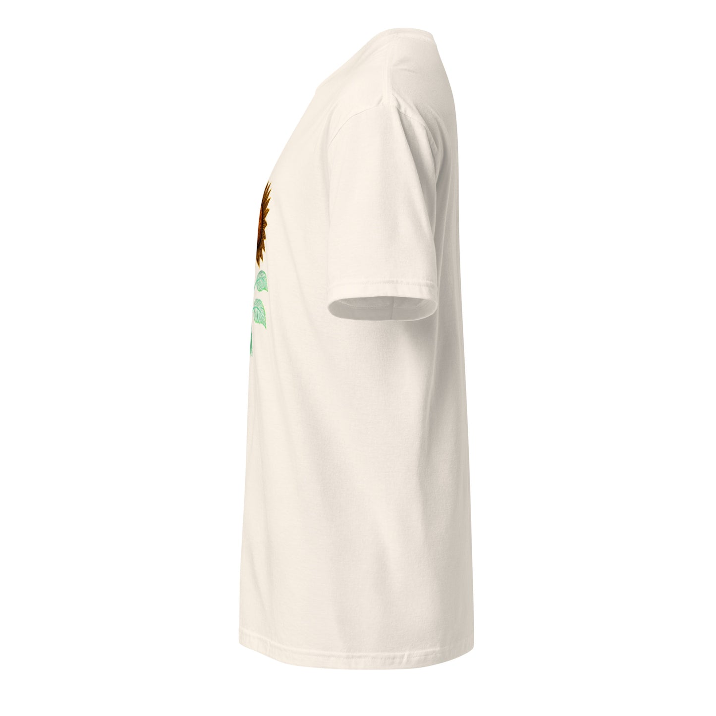 Circuitry Sunflower – Neon Tech Bloom - Short-Sleeve Unisex T-Shirt - Graphic Tee - Natural - Left side