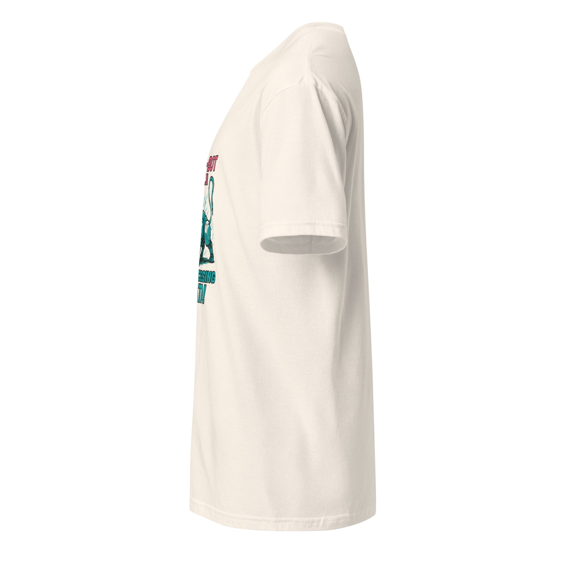 Neko-Bot Mk. II – “Purr-cessing Data…” - Short-Sleeve Unisex T-Shirt - Graphic Tee - Natural - Left side