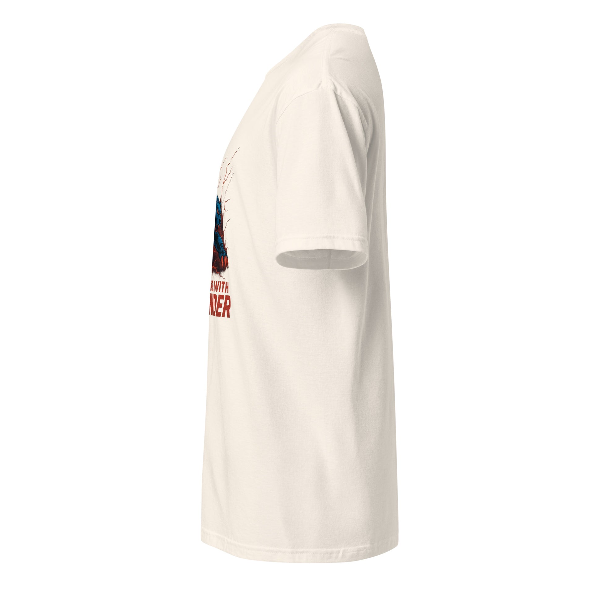 Mech-Panther Storm Unit – “Strike with Thunder.” - Short-Sleeve Unisex T-Shirt - Graphic Tee - Natural - Left side