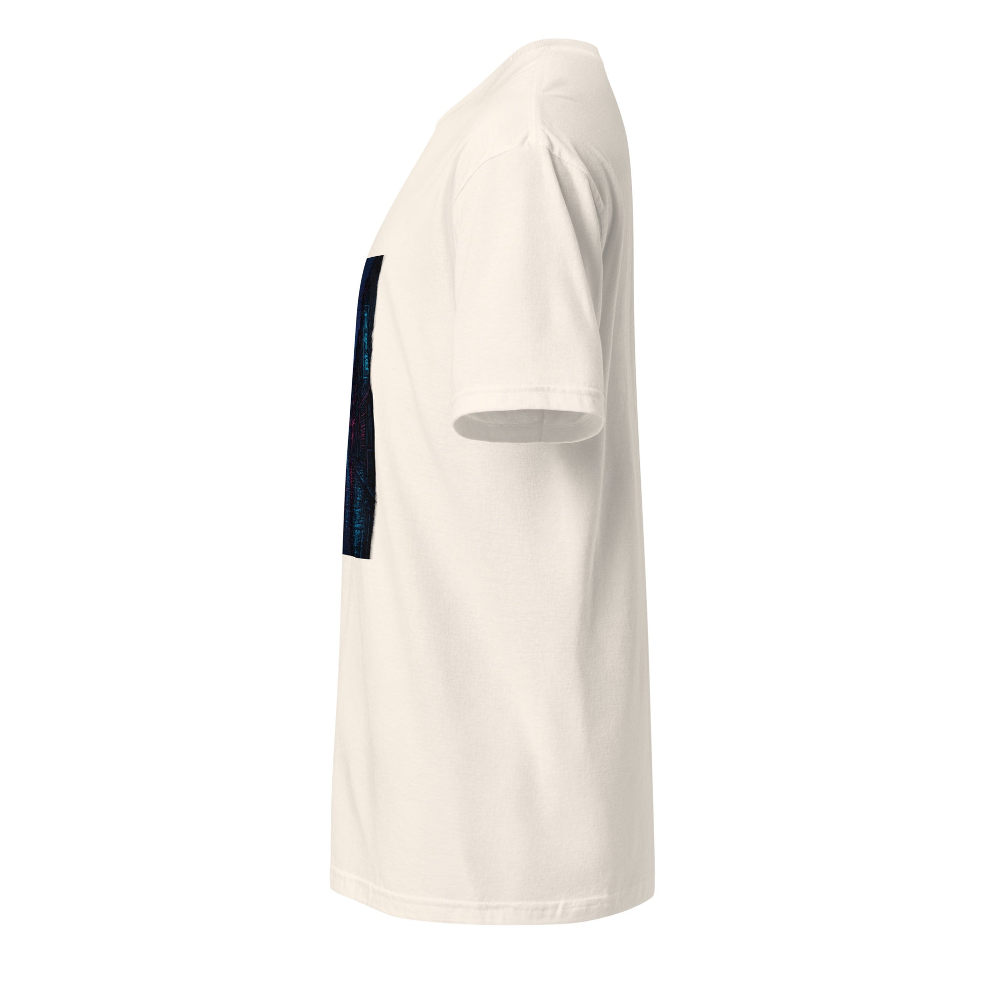 Neon Rain Alley – Cyberpunk Street Art - Short-Sleeve Unisex T-Shirt - Graphic Tee - Natural - Left side