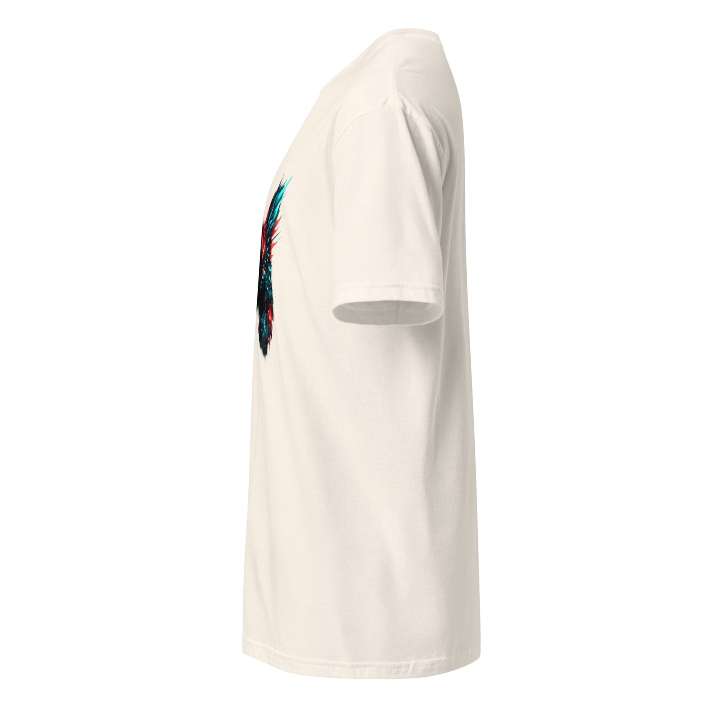 Digital Seraph Riot – Cyber Energy - Short-Sleeve Unisex T-Shirt - Graphic Tee - Natural - Left side