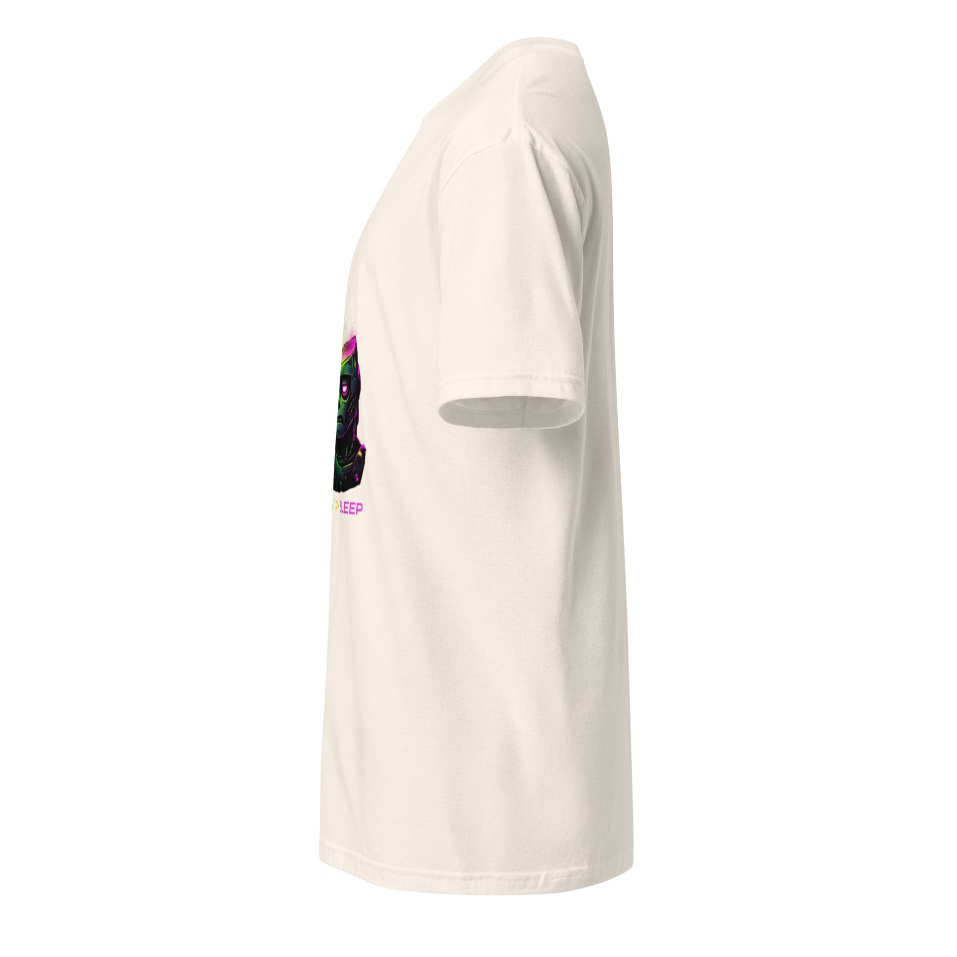 Energy Needed: Synths > Sleep – Cyber Rave - Short-Sleeve Unisex T-Shirt - Graphic Tee - Natural - Left side