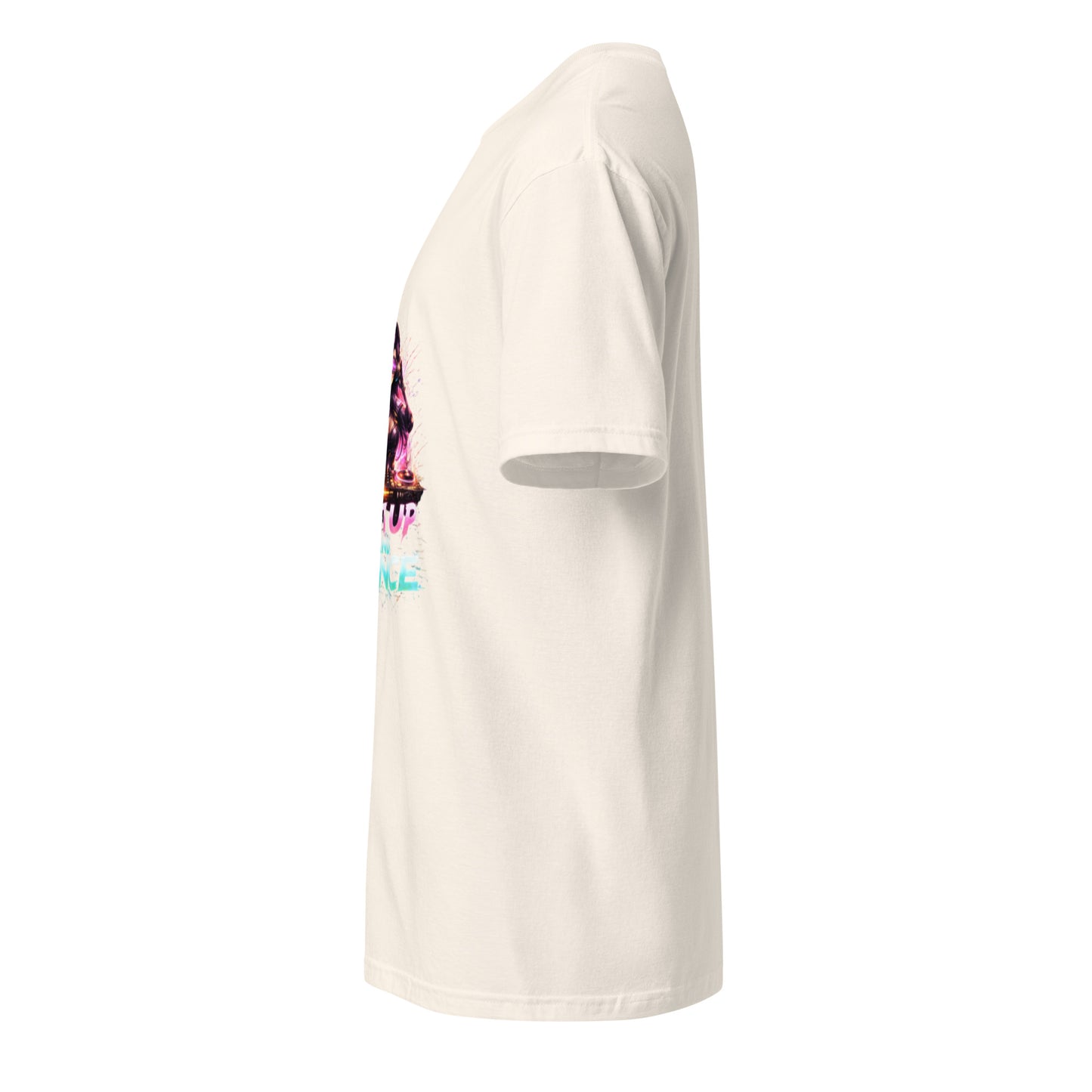Shut Up And Dance – Cyber Rave DJ - Short-Sleeve Unisex T-Shirt - Graphic Tee - Natural - Left side