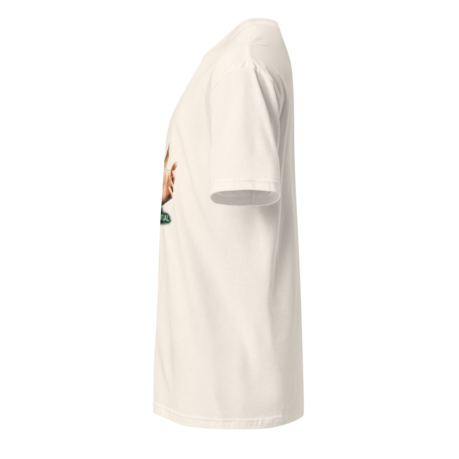Real > Virtual – Gamer Lifestyle - Short-Sleeve Unisex T-Shirt - Graphic Tee - Natural - Left side