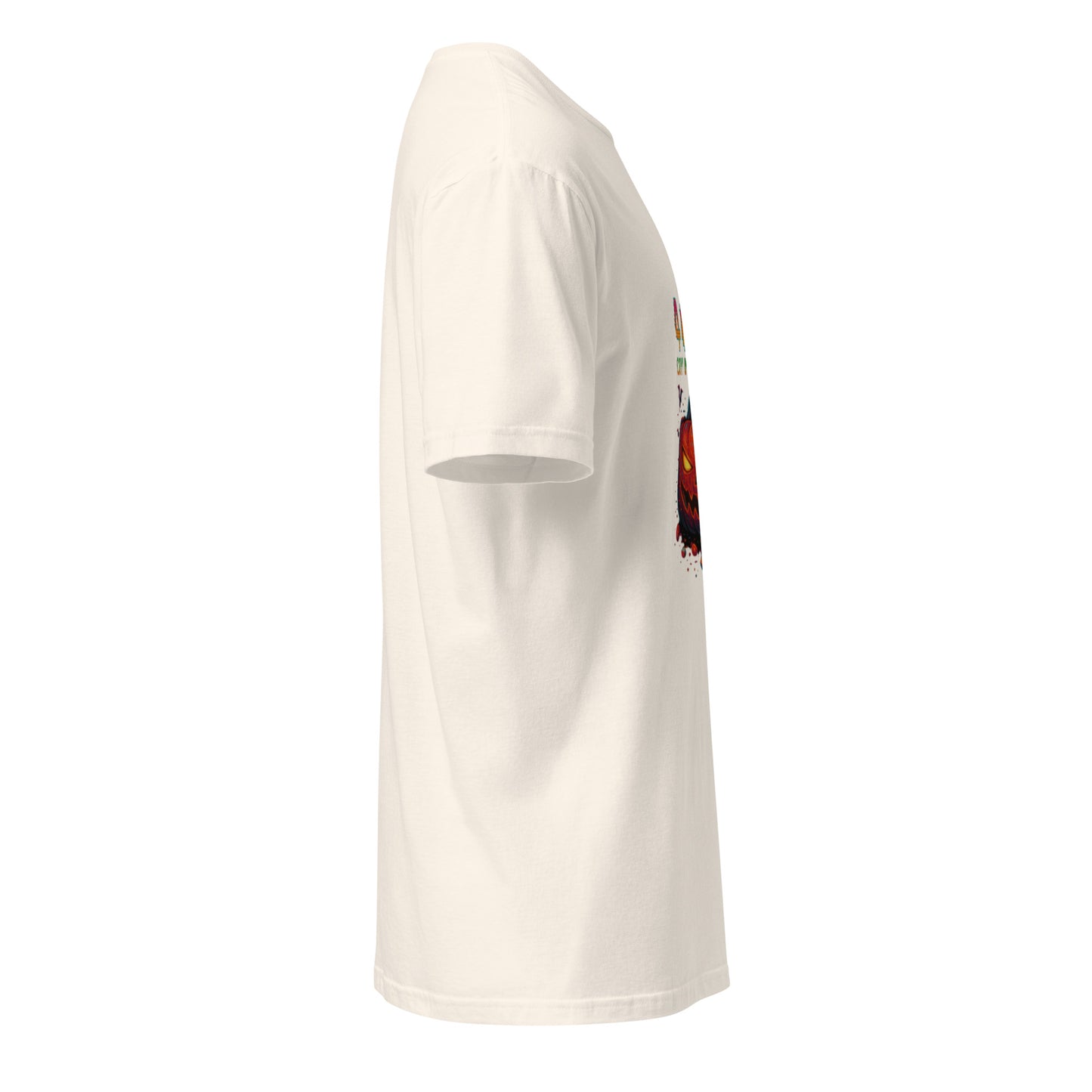 404 Candy Not Found – Cyberpunk Pumpkin Glitch - Short-Sleeve Unisex T-Shirt - Graphic Tee - Natural - Right side