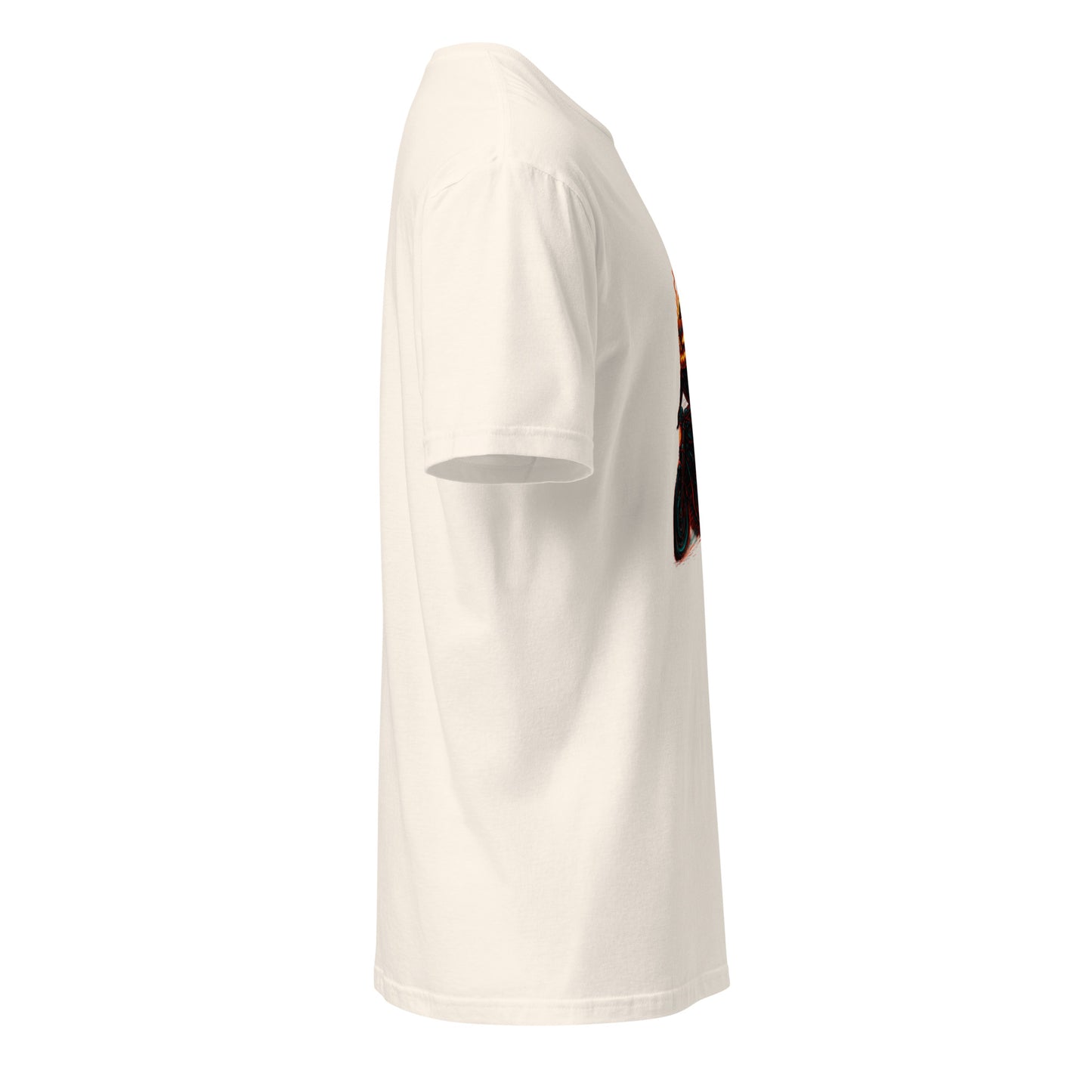 Cyber Pumpkin Rider – Futuristic Neon Halloween - Short-Sleeve Unisex T-Shirt - Graphic Tee - Natural - Right side