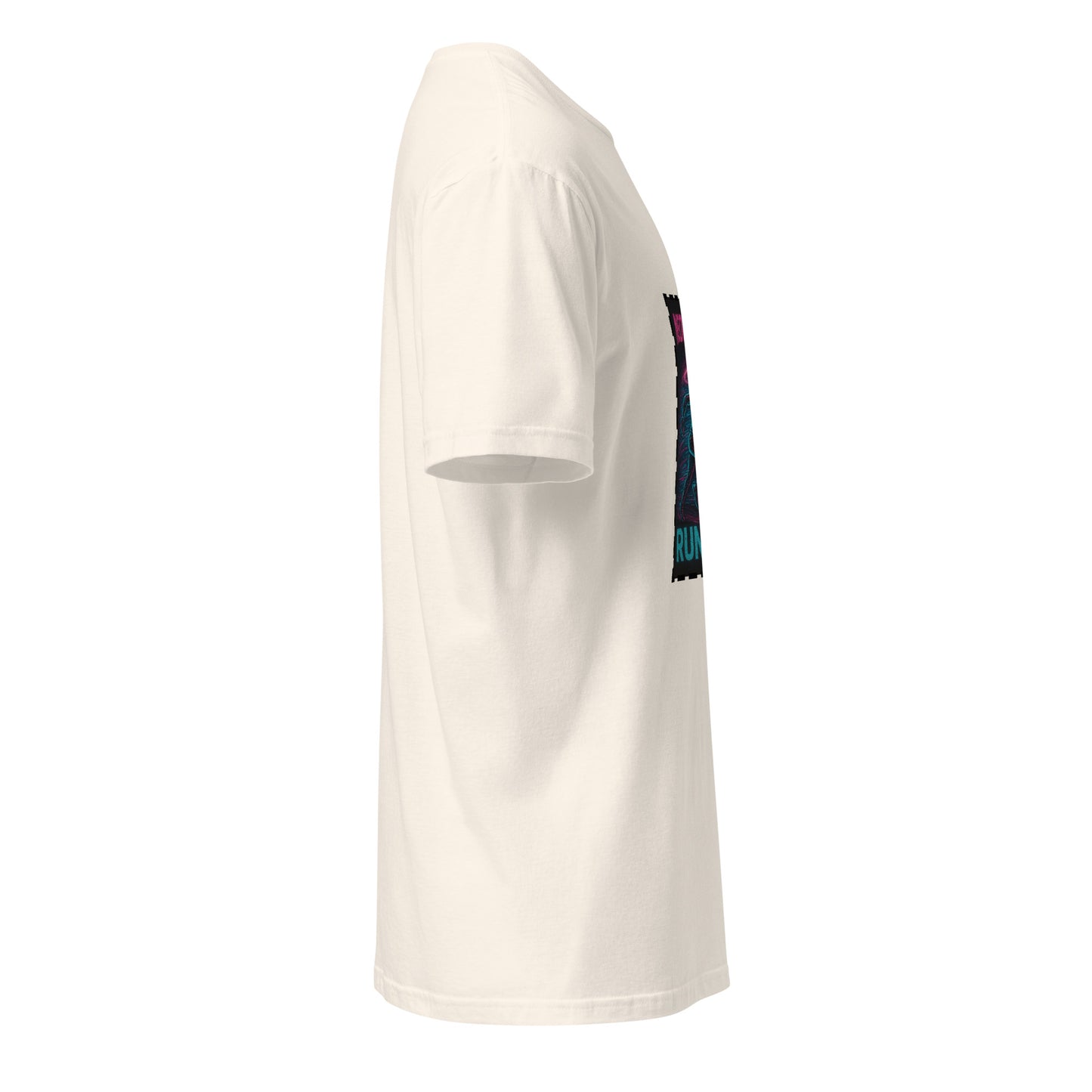Neon Halo Runner - Cyber Adrenaline - Short-Sleeve Unisex T-Shirt - Graphic Tee - Natural - Right side