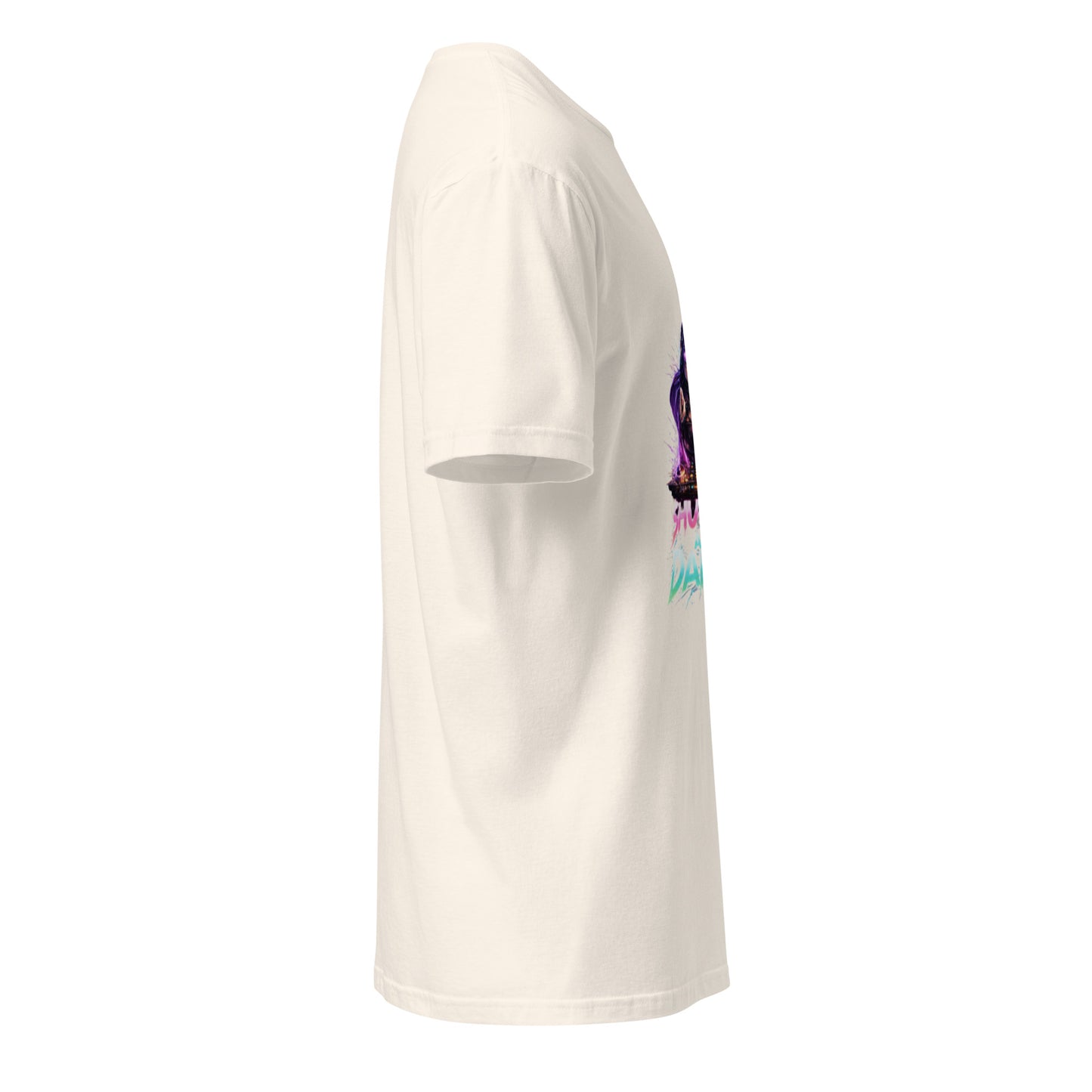 Shut Up And Dance – Cyber Rave DJ - Short-Sleeve Unisex T-Shirt - Graphic Tee - Natural - Right side