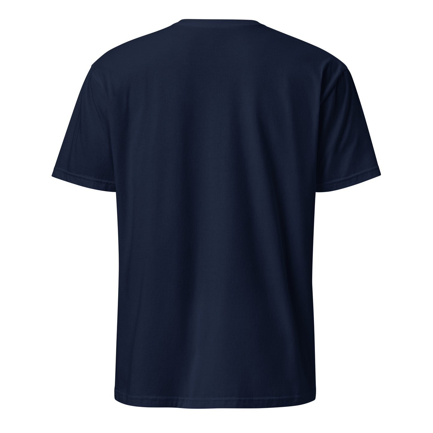 Neon Lotus Bloom – Fractal Cyber Flower - Short-Sleeve Unisex T-Shirt - Graphic Tee - Navy - Back
