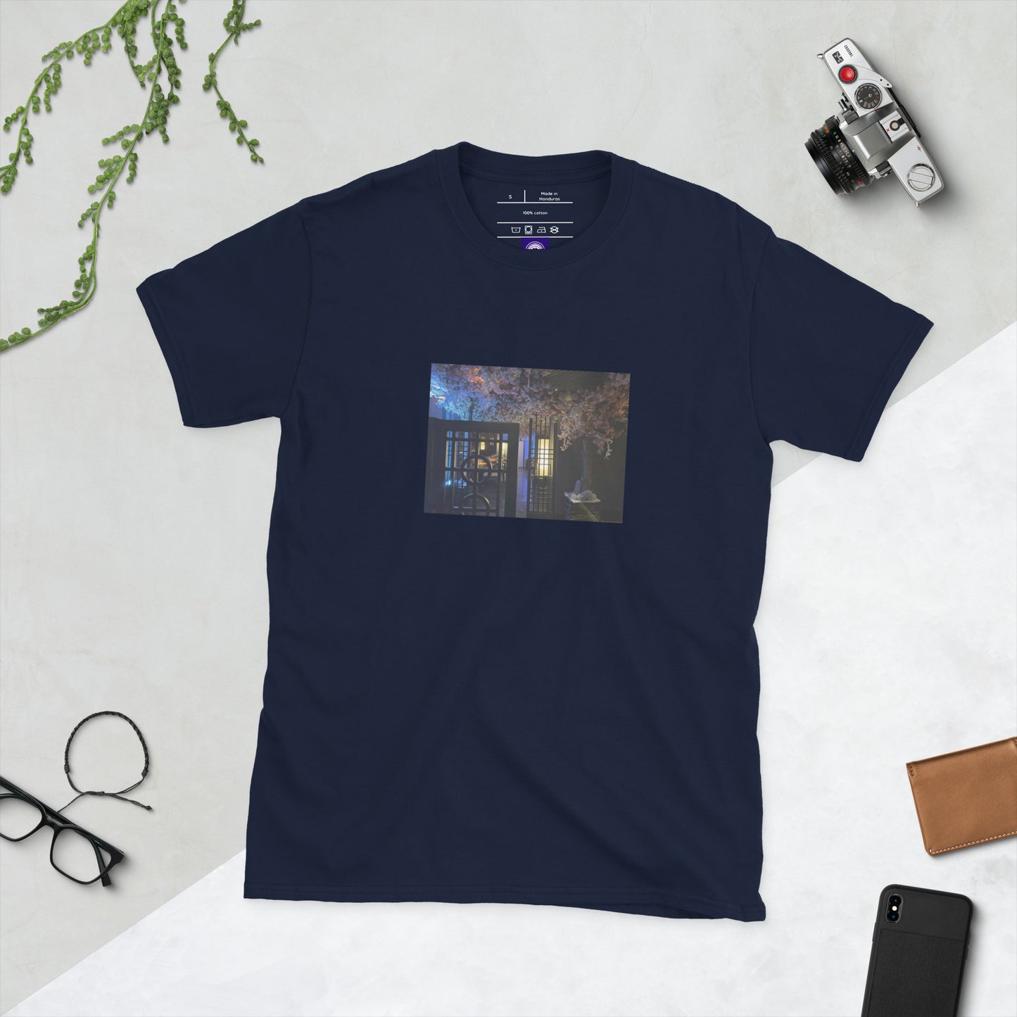 Atmospheric - Tranquil Interior Escape - Short-Sleeve Unisex T-Shirt - Graphic Tee - Navy - Front