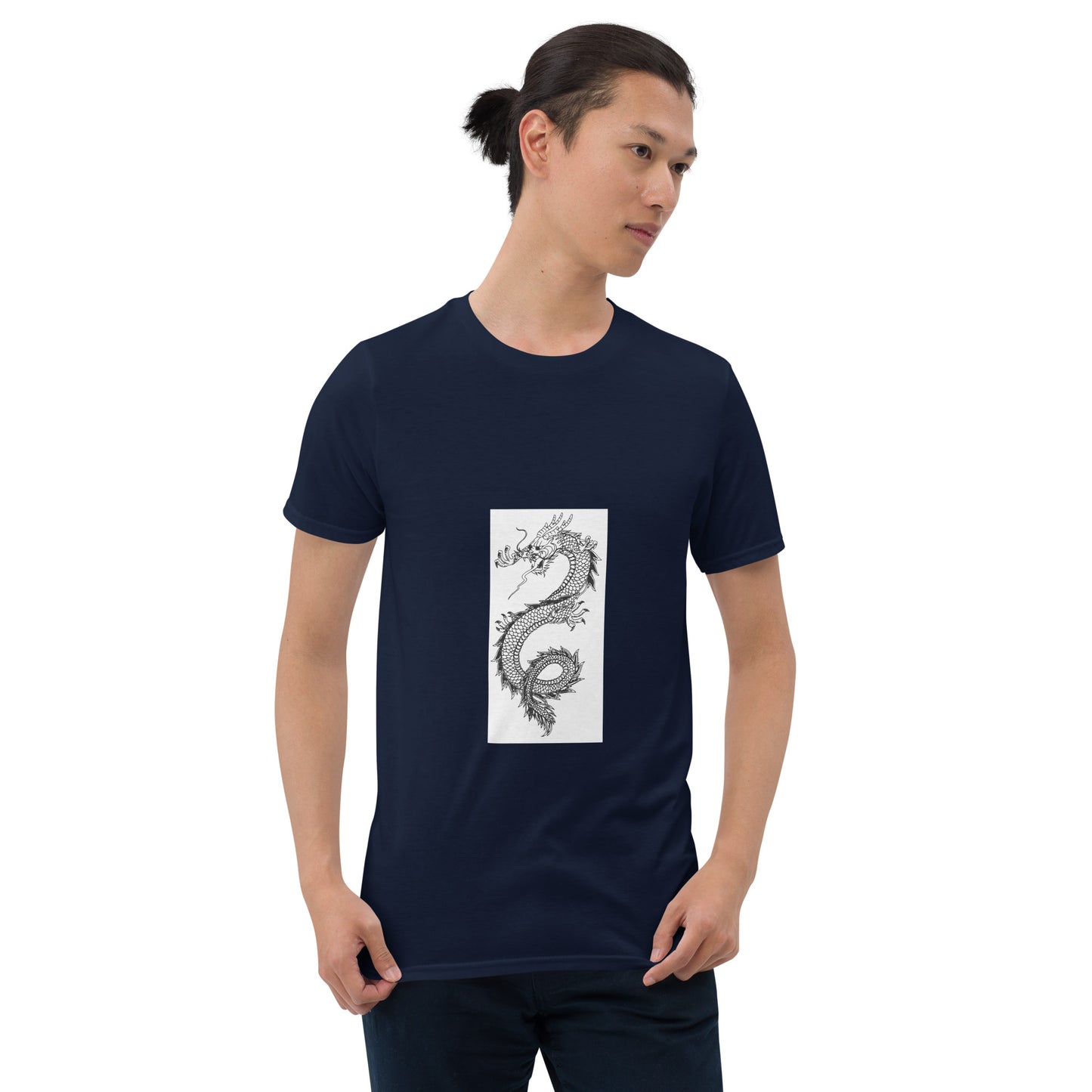 Chinese Dragon - Minimalist Design Artwork - Short-Sleeve Unisex T-Shirt - Graphic Tee - Navy - Front