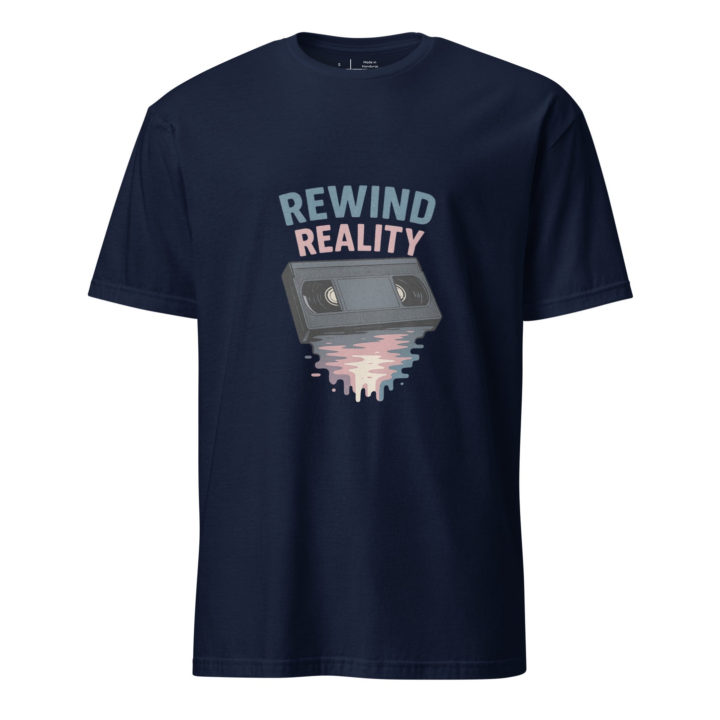 Rewind Reality - Retro Escape - Short-Sleeve T-Shirt - Graphic Tee - Navy - Front