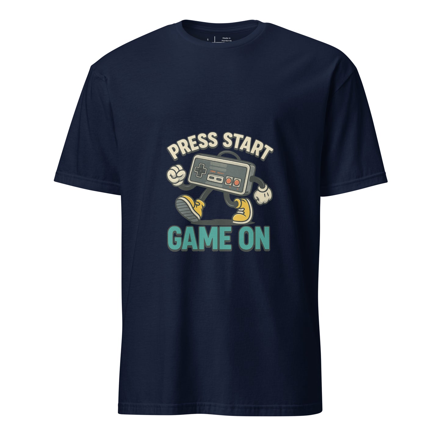 Press Start - Retro Gamer - Short-Sleeve T-Shirt - Graphic Tee - Navy - Front